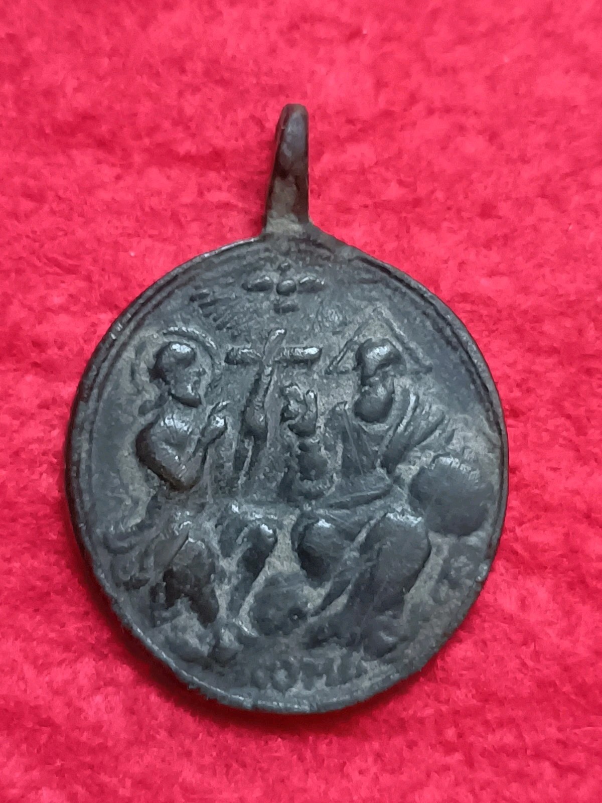 Authentic Rare 1600s Religious Bronze Medal with Latin Prayer on Reverse –…