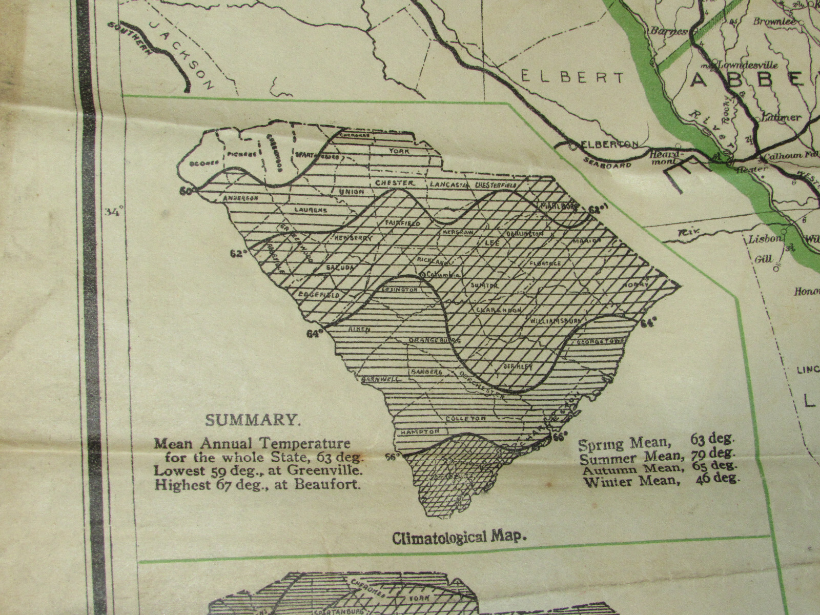VINTAGE 1914 OFFICIAL MAP OF SOUTH CAROLINA SHOWING THE MAIN PUBLIC HIGHWAYS! SC