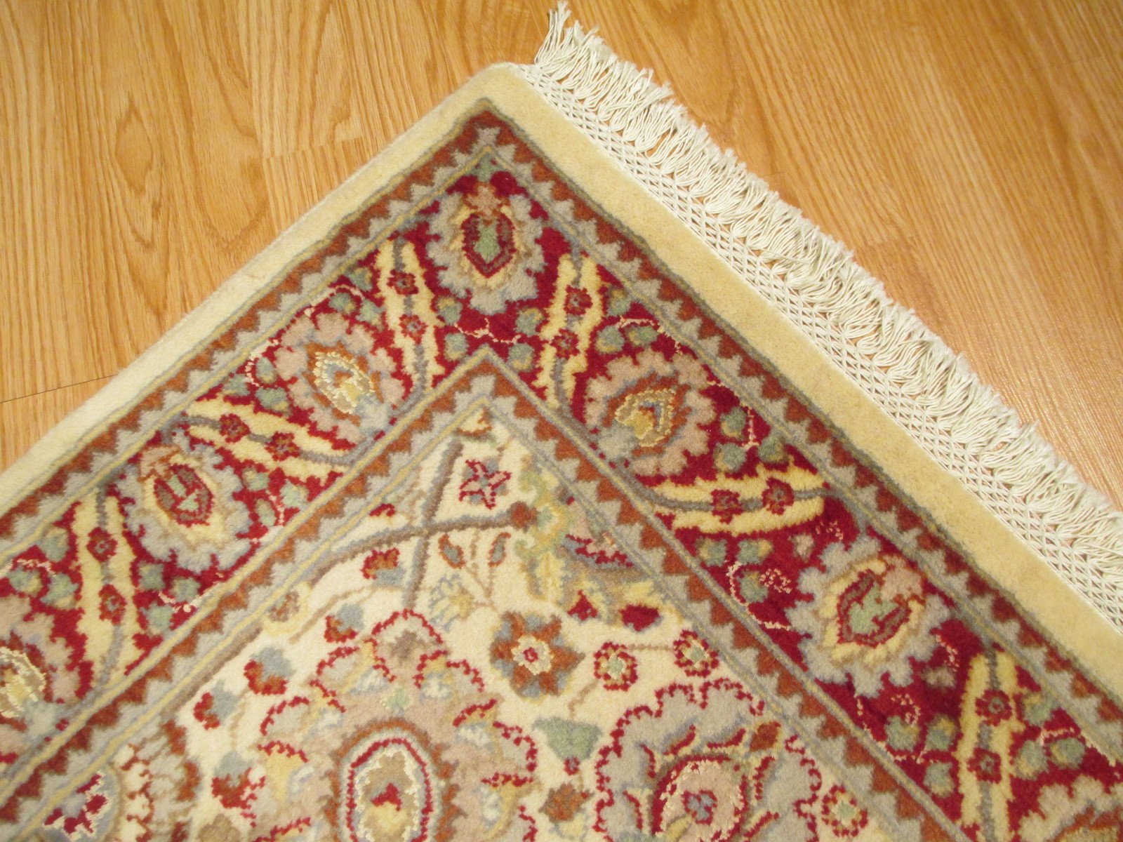 12 FEET Runner Super FINE Museum Ivory Handmade-knotted Rug Wool/Silk 581277