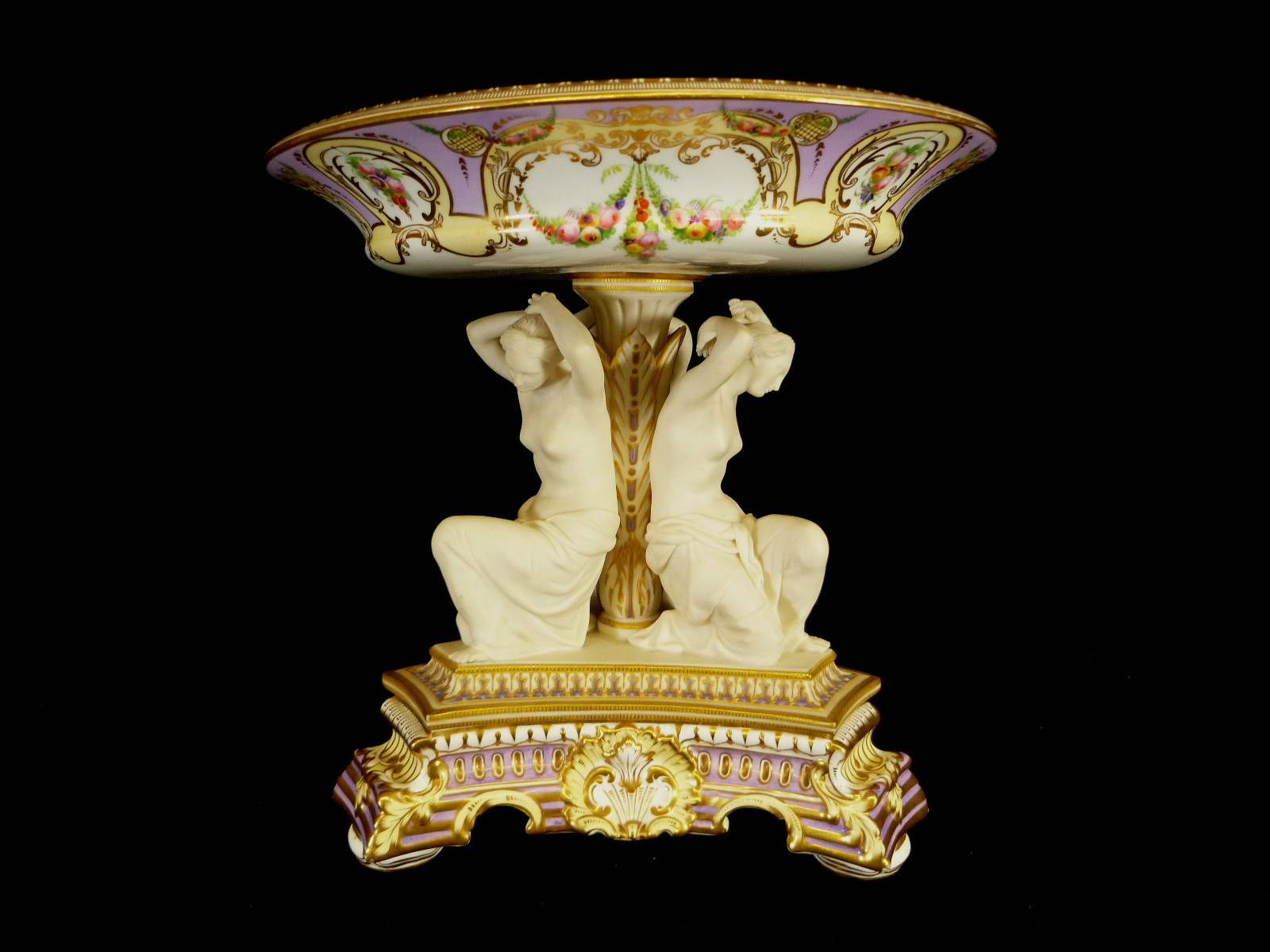 RARE & FANTASTIC COPELAND FIGURAL POLYCHROME CENTERPIECE BOWL – CIRCA 1865