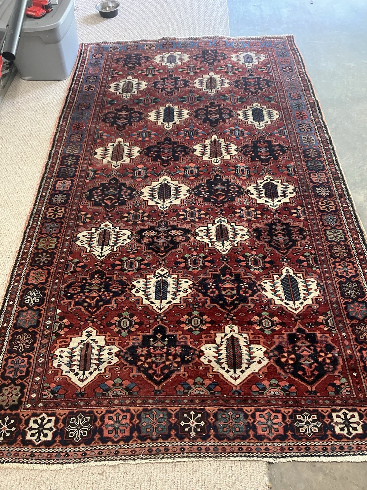 Bakhtiari Hand Knotted Wool Rug 5’3″X9’3″ Vintage Persian Tribal Geometric Red