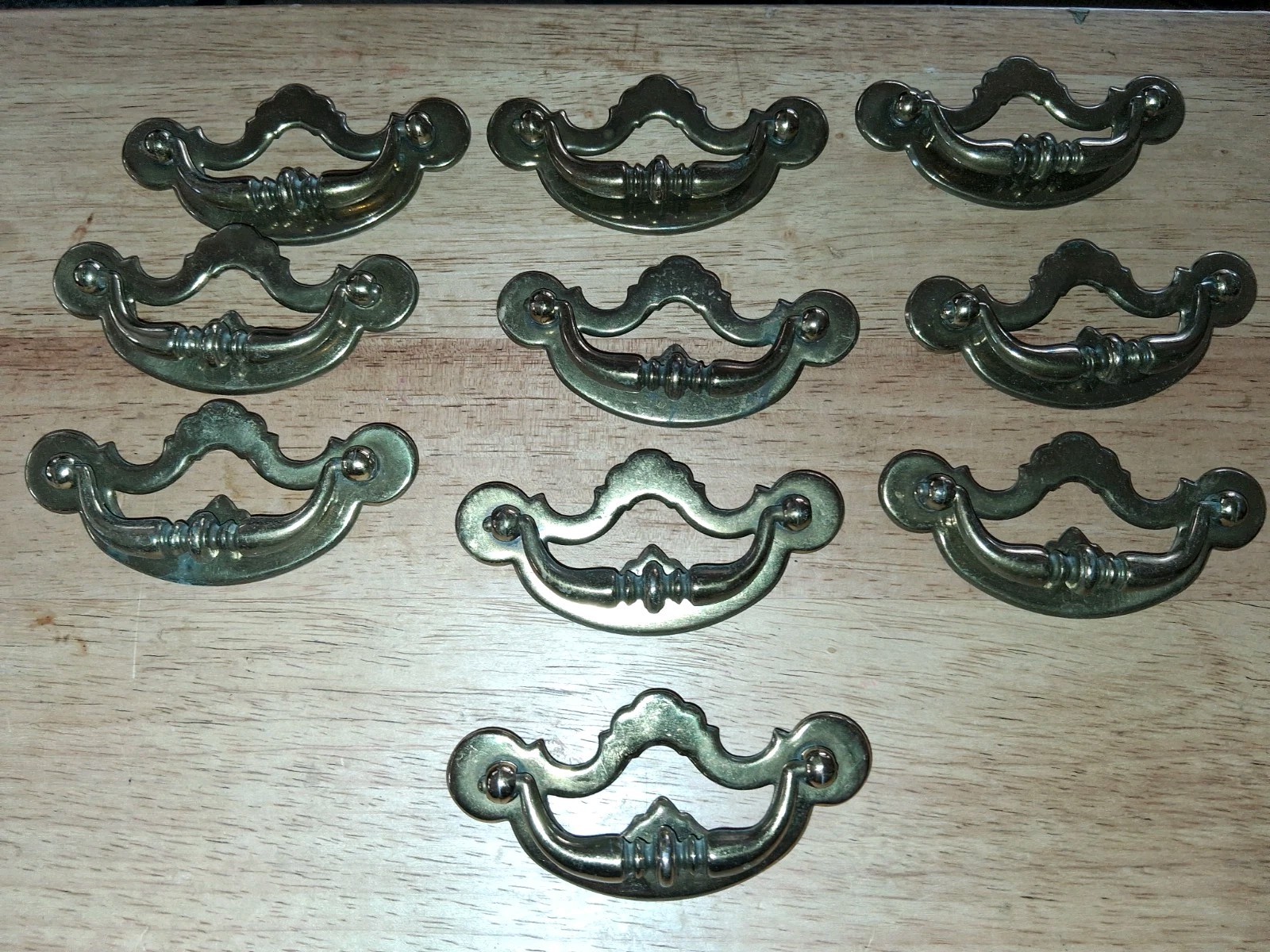 Lot Of 10 Vintage 4″ Thomasville Drawer Pull Dresser Brass Pull NICE