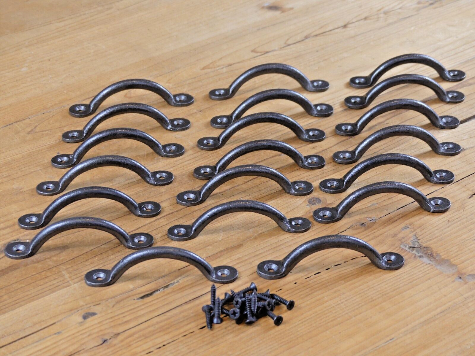 20 IRON DRAWER BIN PULLS 3 3/4″ LONG CABINET HANDLES KITCHEN BATH WINDOW SMALL