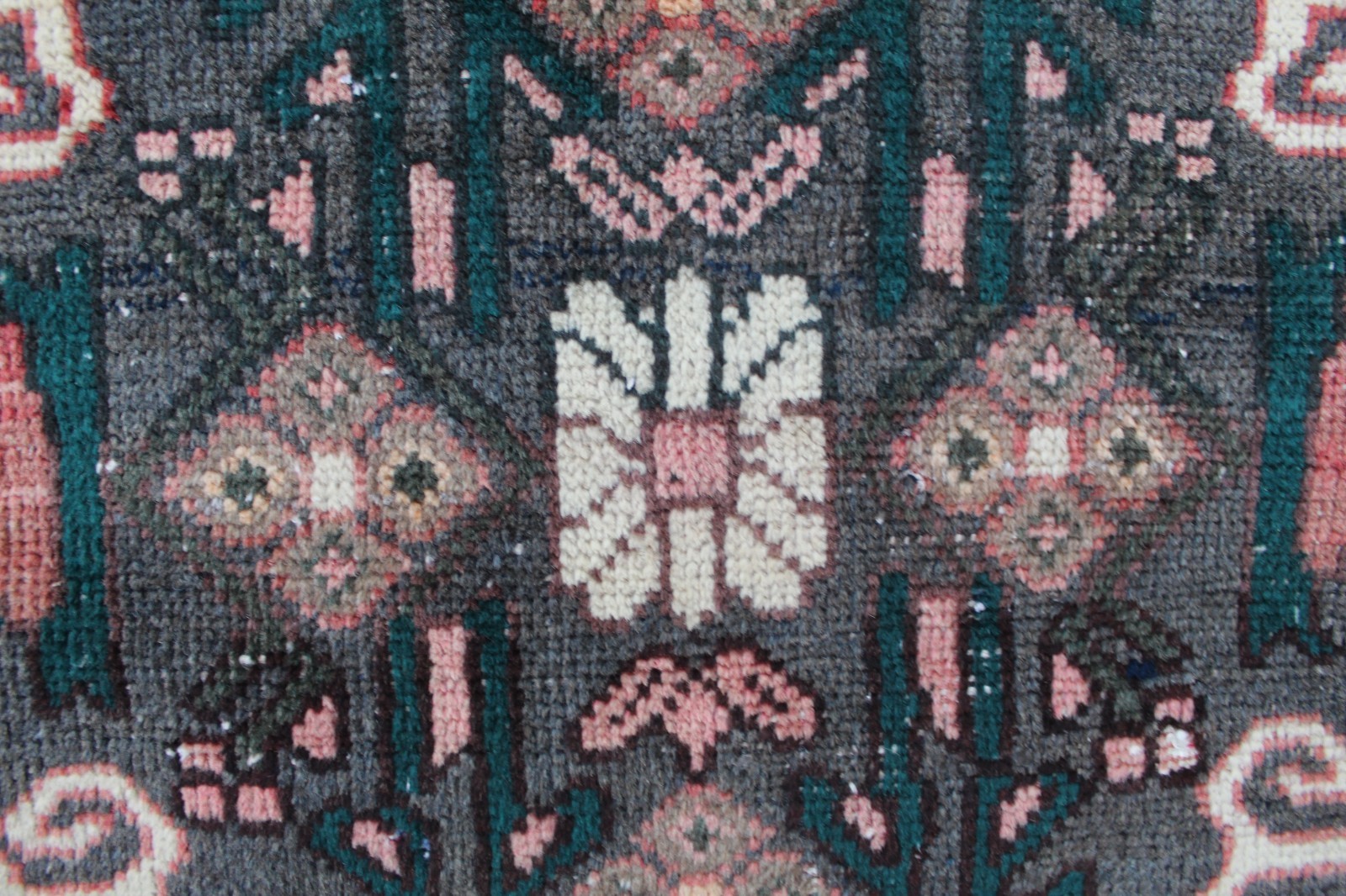 Vintage Worn Hand Made Traditional Oriental Wool Red Pink Rug 186x130cm