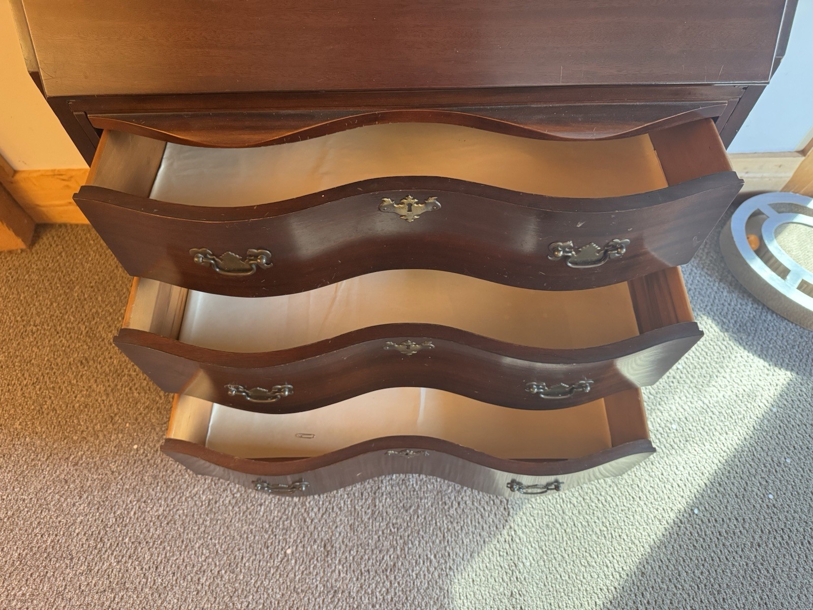 Maddox Tables Antique Chippendale Secretary Desk Mahogany Bookcase Top Glass Do…