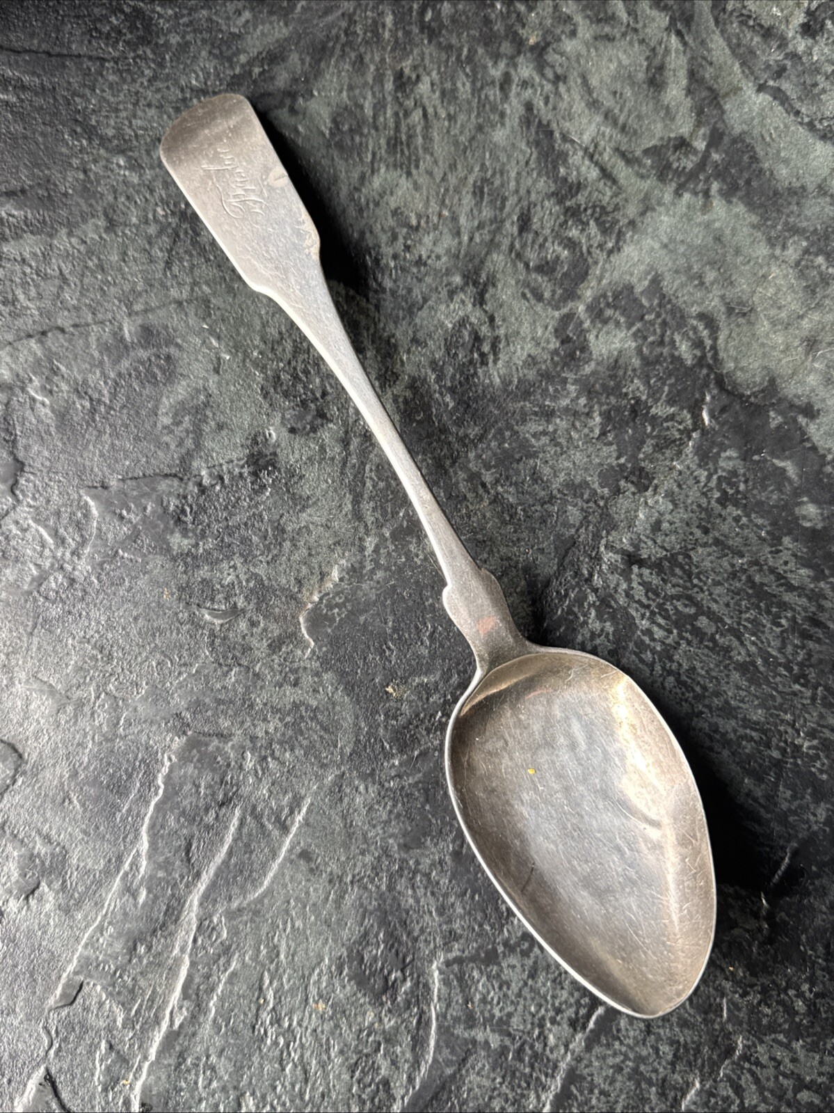 1834 Coin Silver Serving Spoon Cameron & Mallory Delhi NY for Gideon Frisbee Jr