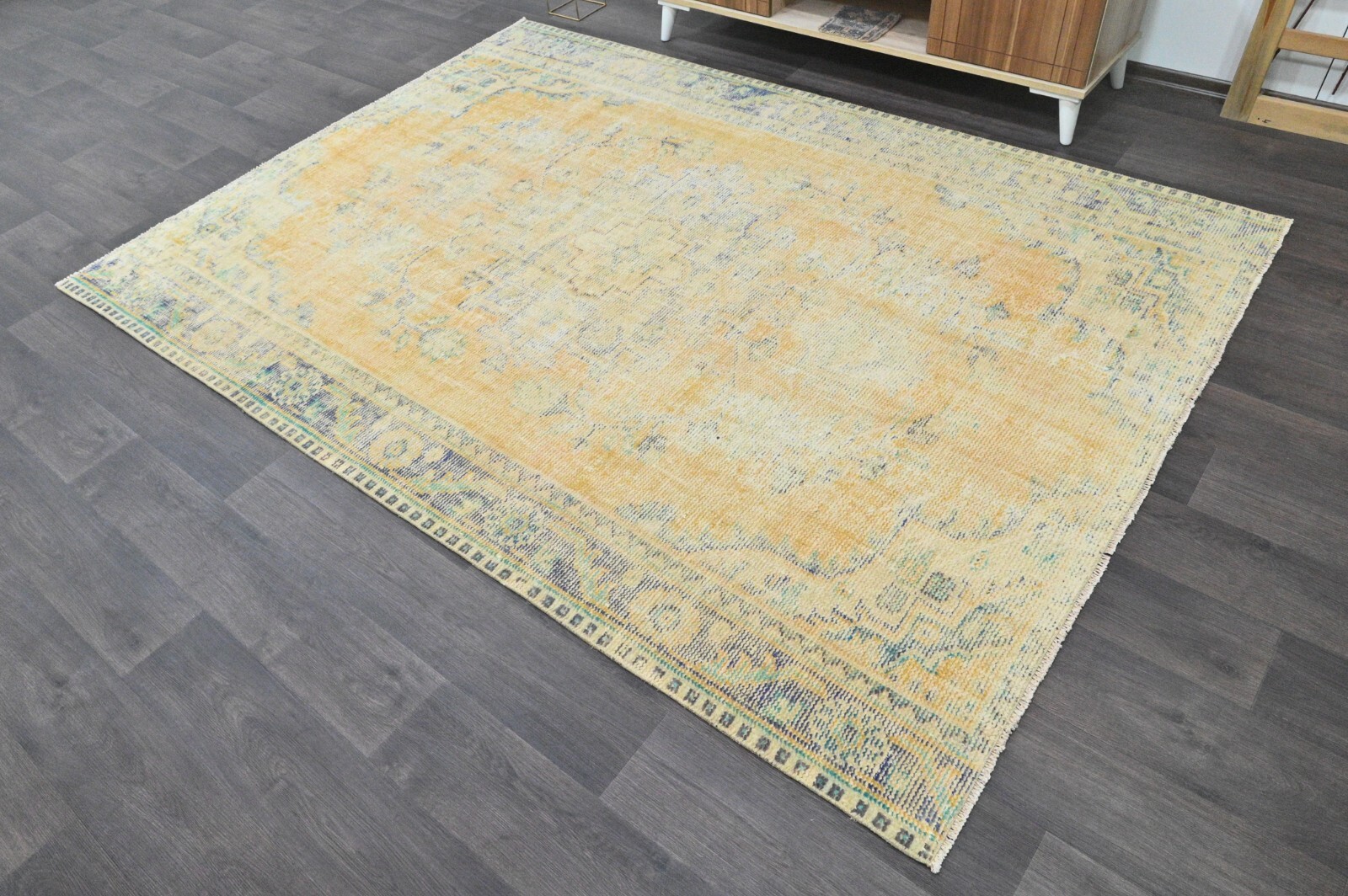 Oushak 6×8,Turkish Rug,vintage,anatolian,YELLOW,kilim,Bohemian,handmade,wool