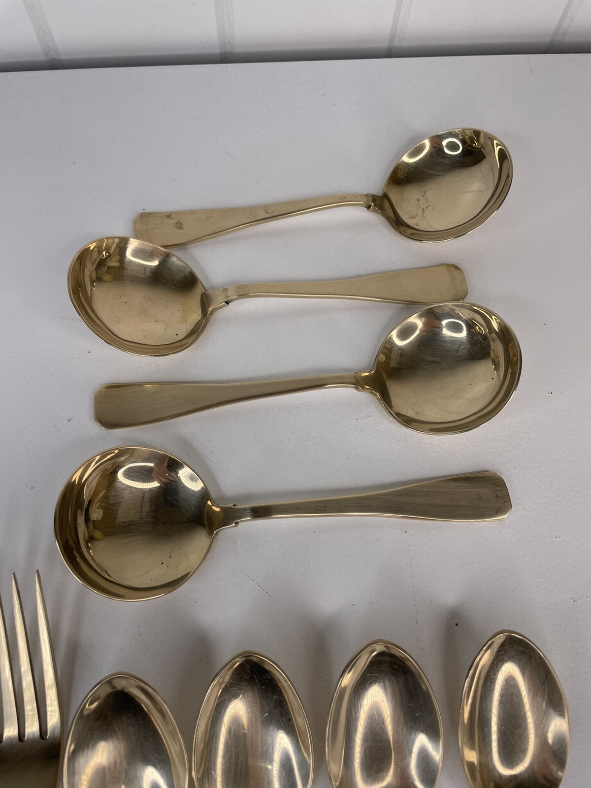 16 pcs Vintage G. H. French Golden Ray Alloy Flatware Goldplate Fork Spoon Knife