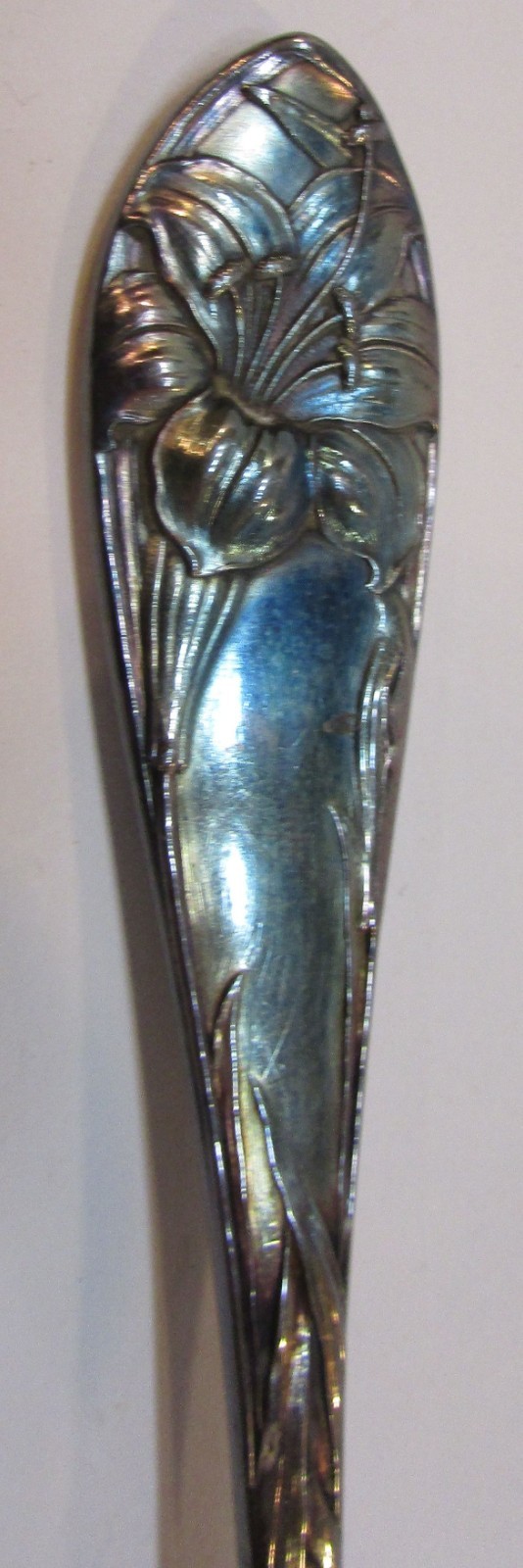 Old 1907 Easter Lily Flower Art Nouveau Alvin Antique Silverplate Serving Fork