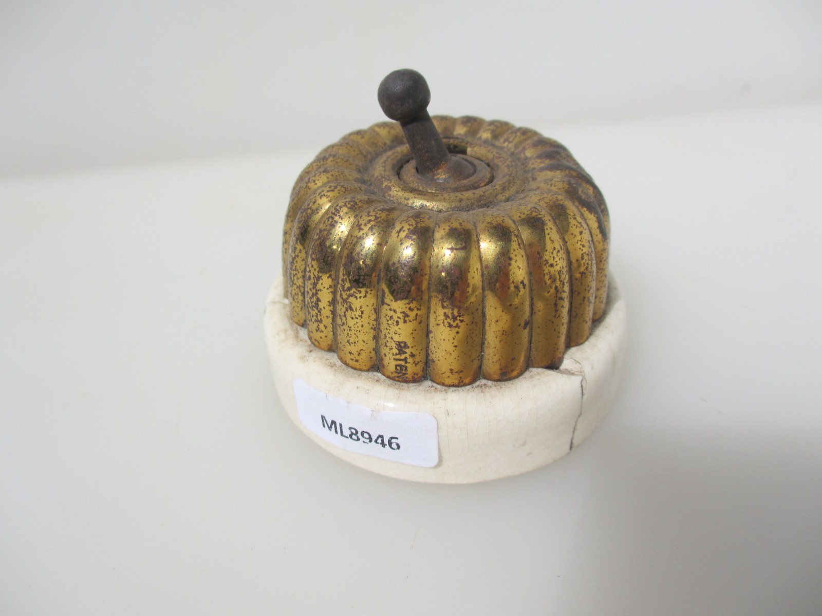 Antique Brass & Ceramic Light Switch Old Dolly Toggle Victorian Jelly Mould