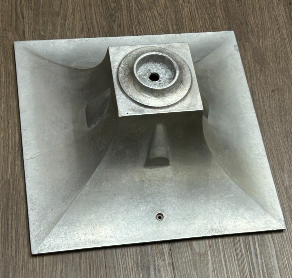 Antique CAST ALUMINUM LIGHT FIXTURE PART Silver Metal Art Deco Speaker Shade 13″