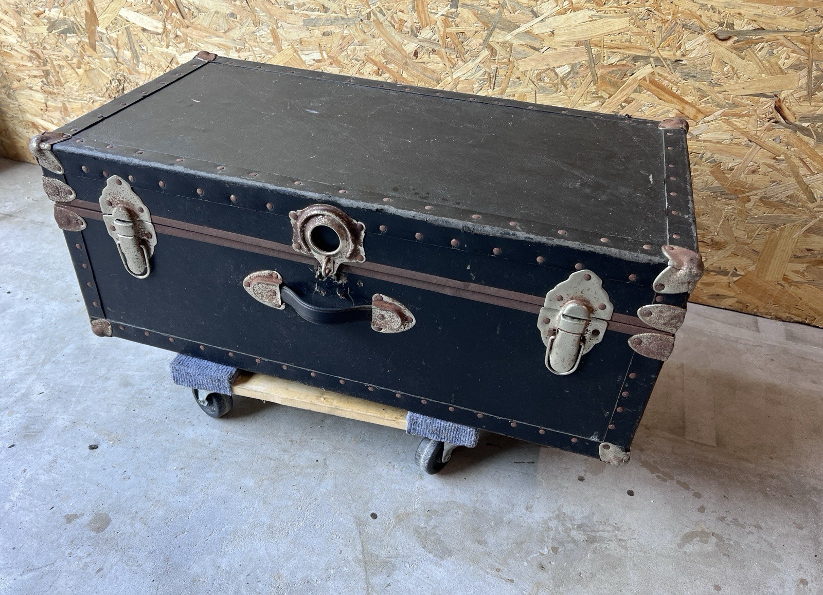 Vintage Steamer Trunk / Industrial Storage Chest