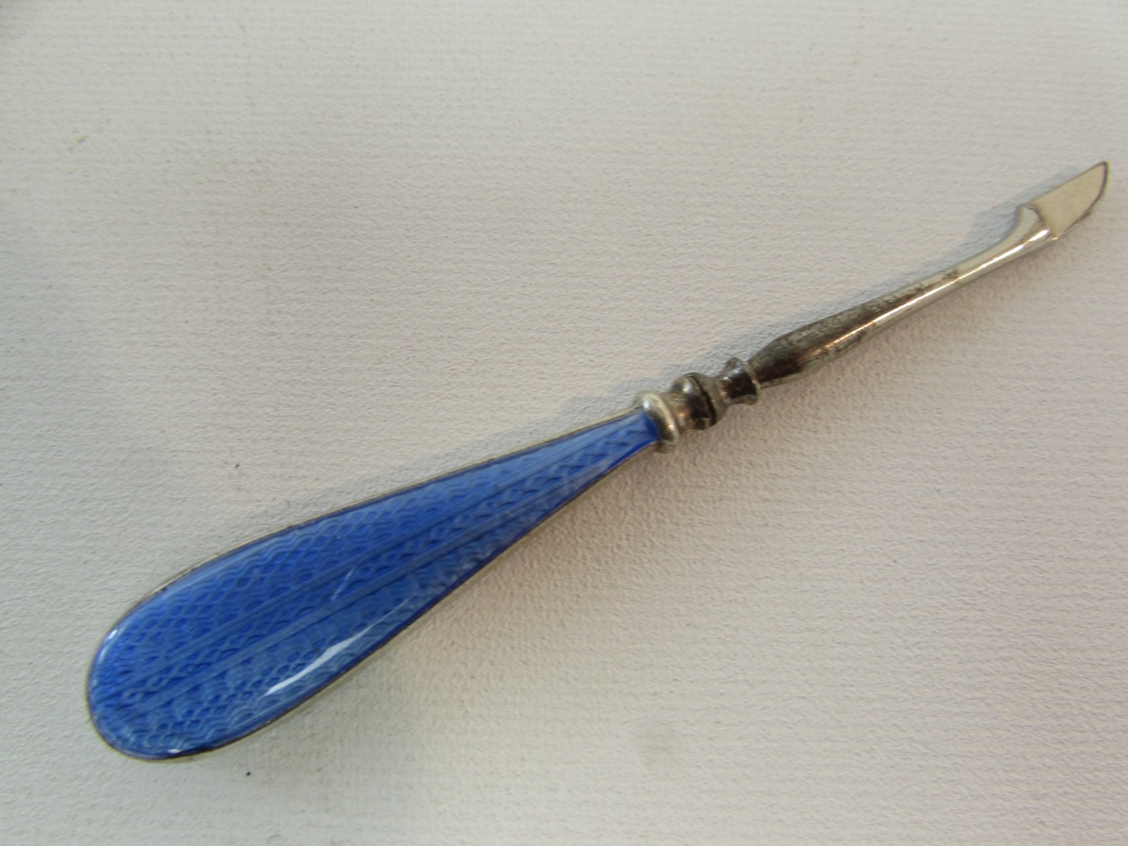 (ref288AWA) Antique enamel and hallmarked silver manicure item
