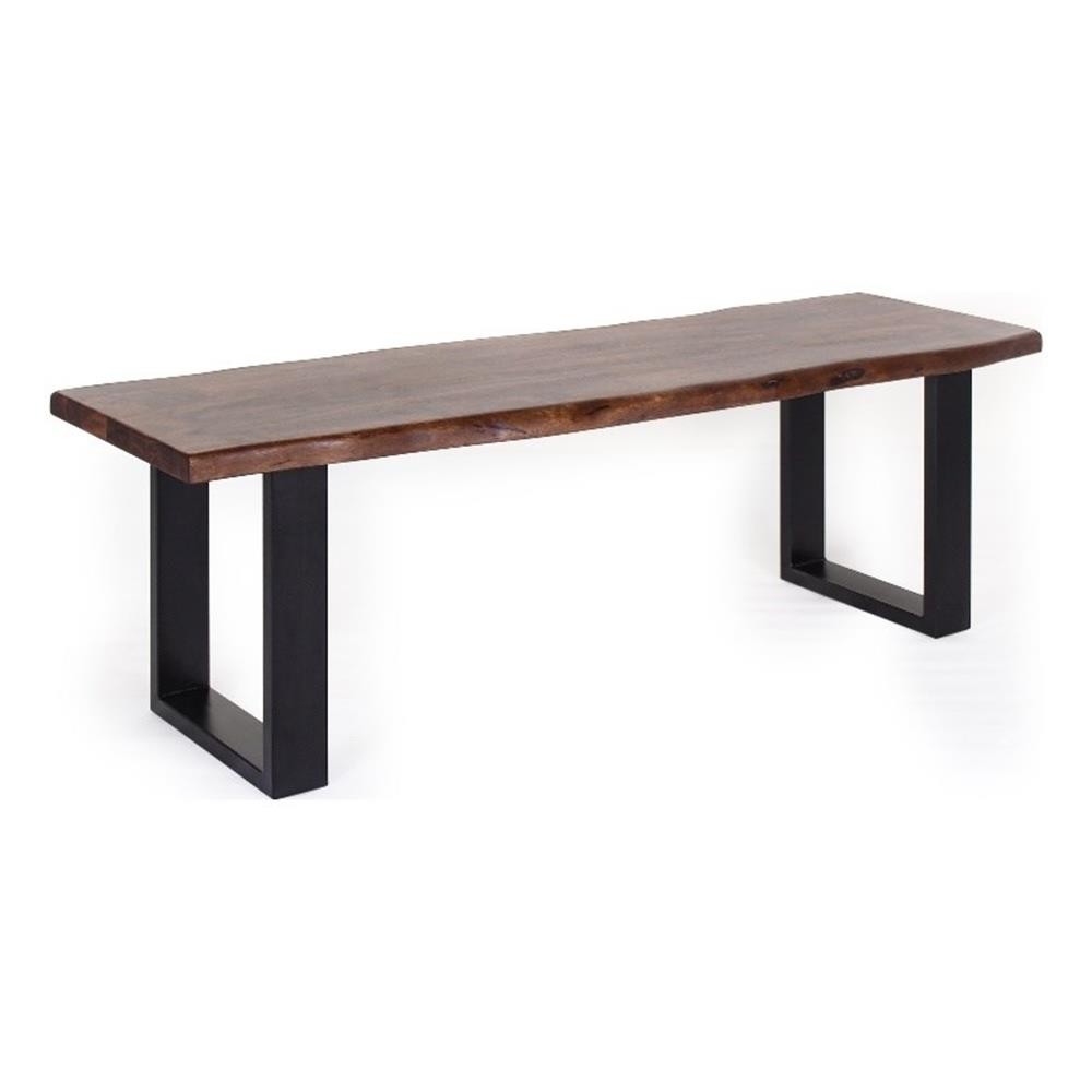 Pemberly Row 55″L Solid Wood Live Edge Dining Bench in Brown & Black.