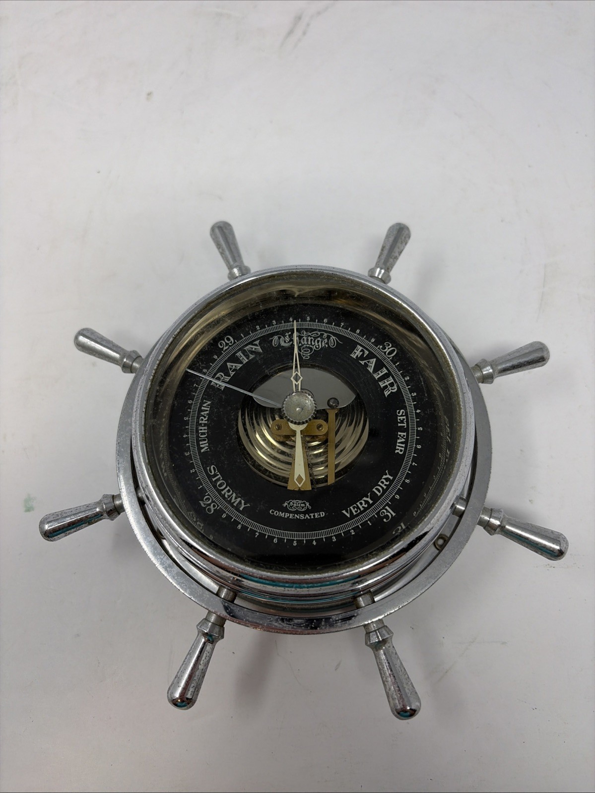 Vintage Salem Ship’s Barometer Chrome Black Dial – Hartford Connecticut