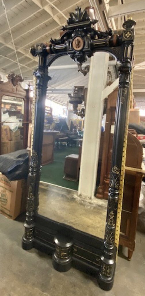 Victorian renaissance revival ebonized hall mirror attr. Herter 1875