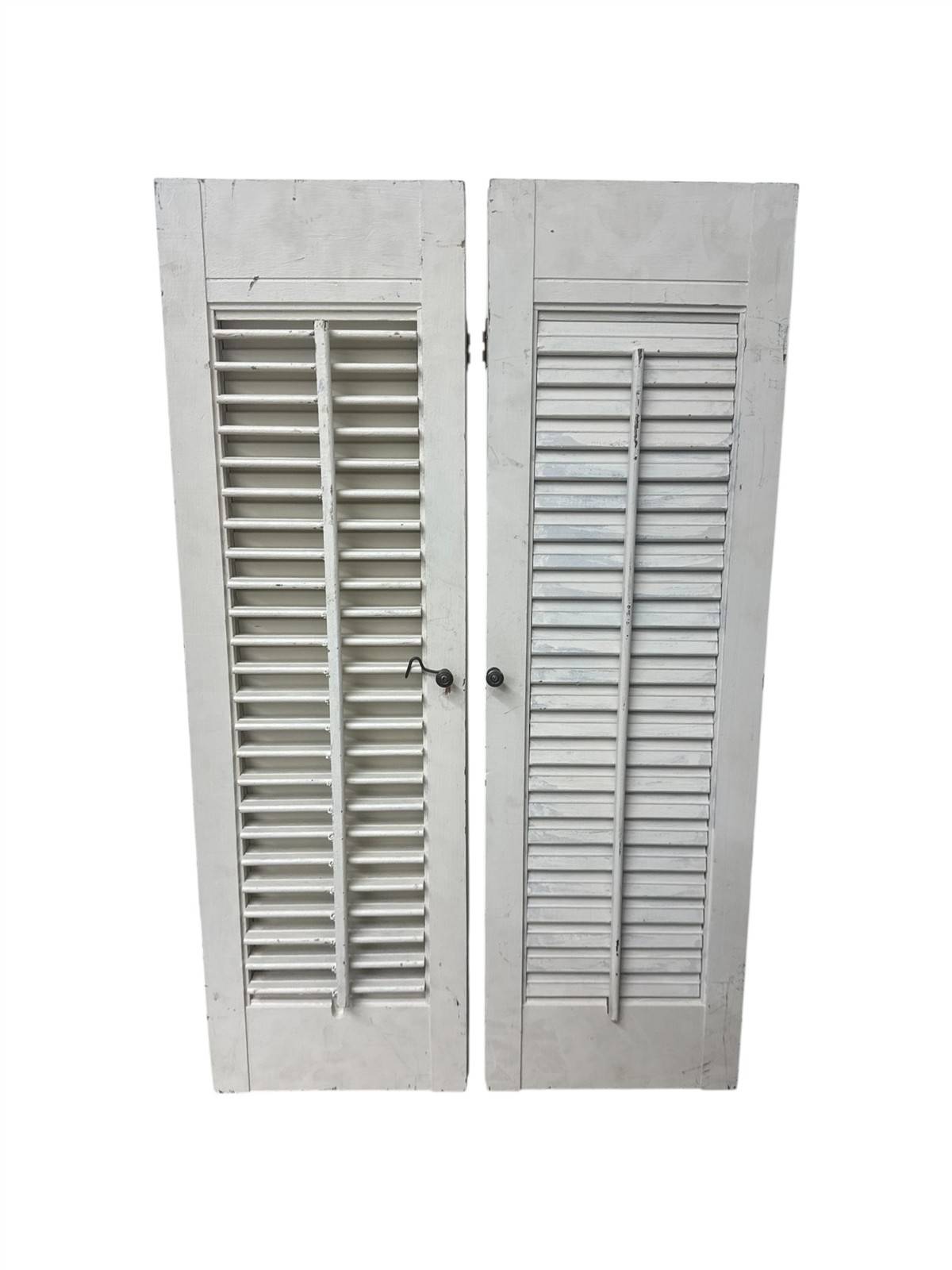 Shutters Wooden Vintage Painted White 32 Inches Indoor No Hardware