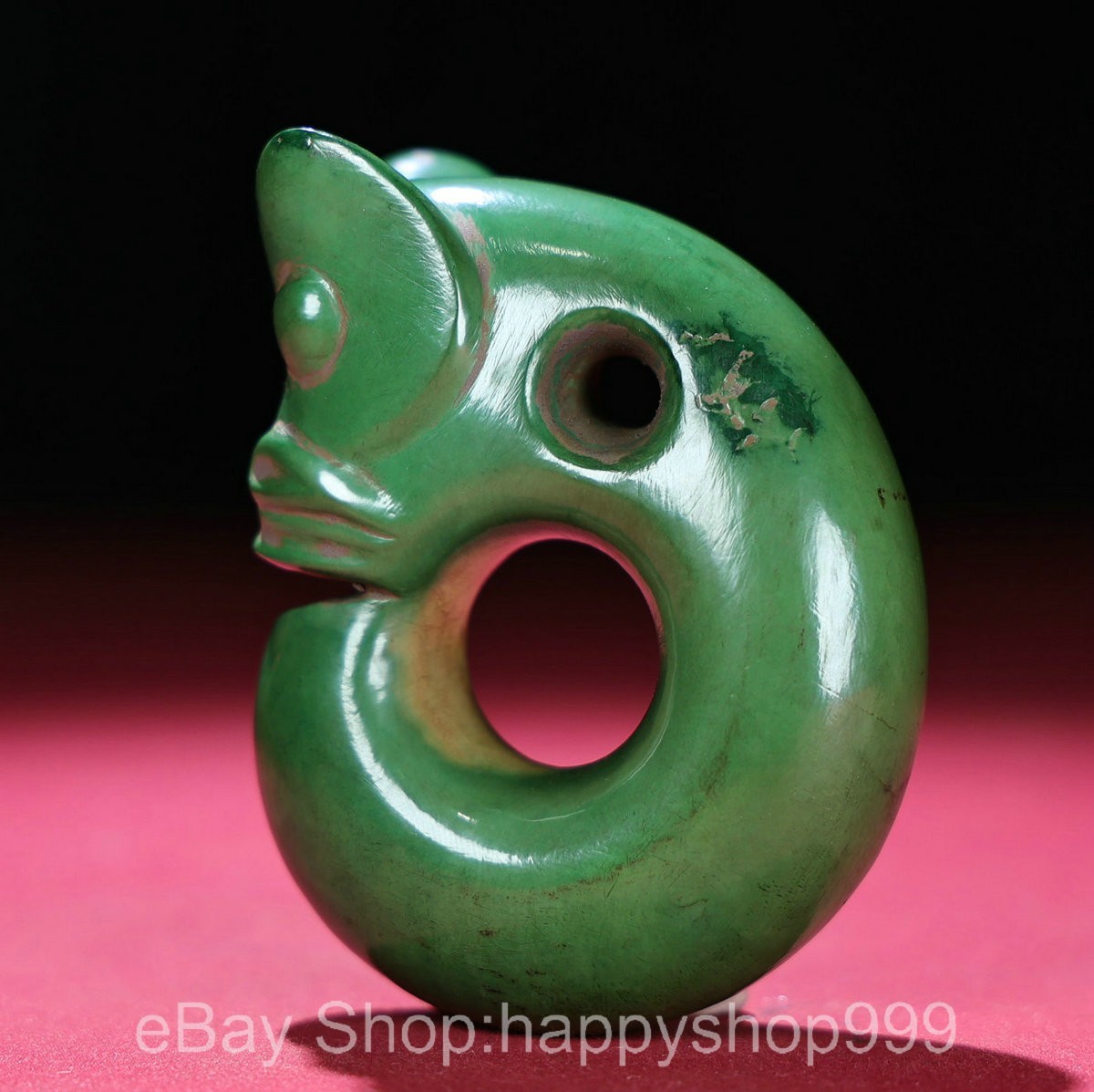 3″ Chinese Natural Turquoise stone Carving Pig Dragon Amulet Pendant