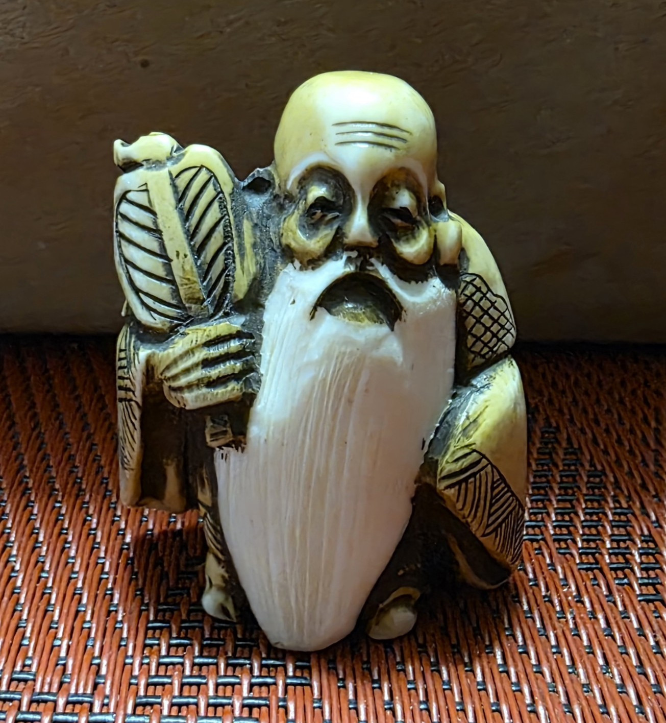 Signed Japanese Hand Carved Netsuke Resin