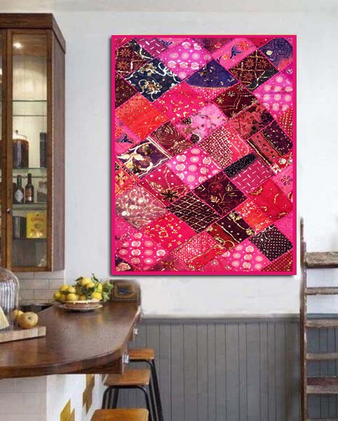 60″ HANDCRAFTED WALL DECOR HANGING THROW BEAD SARI TAPESTRY FESTIVE SEASON GIFT