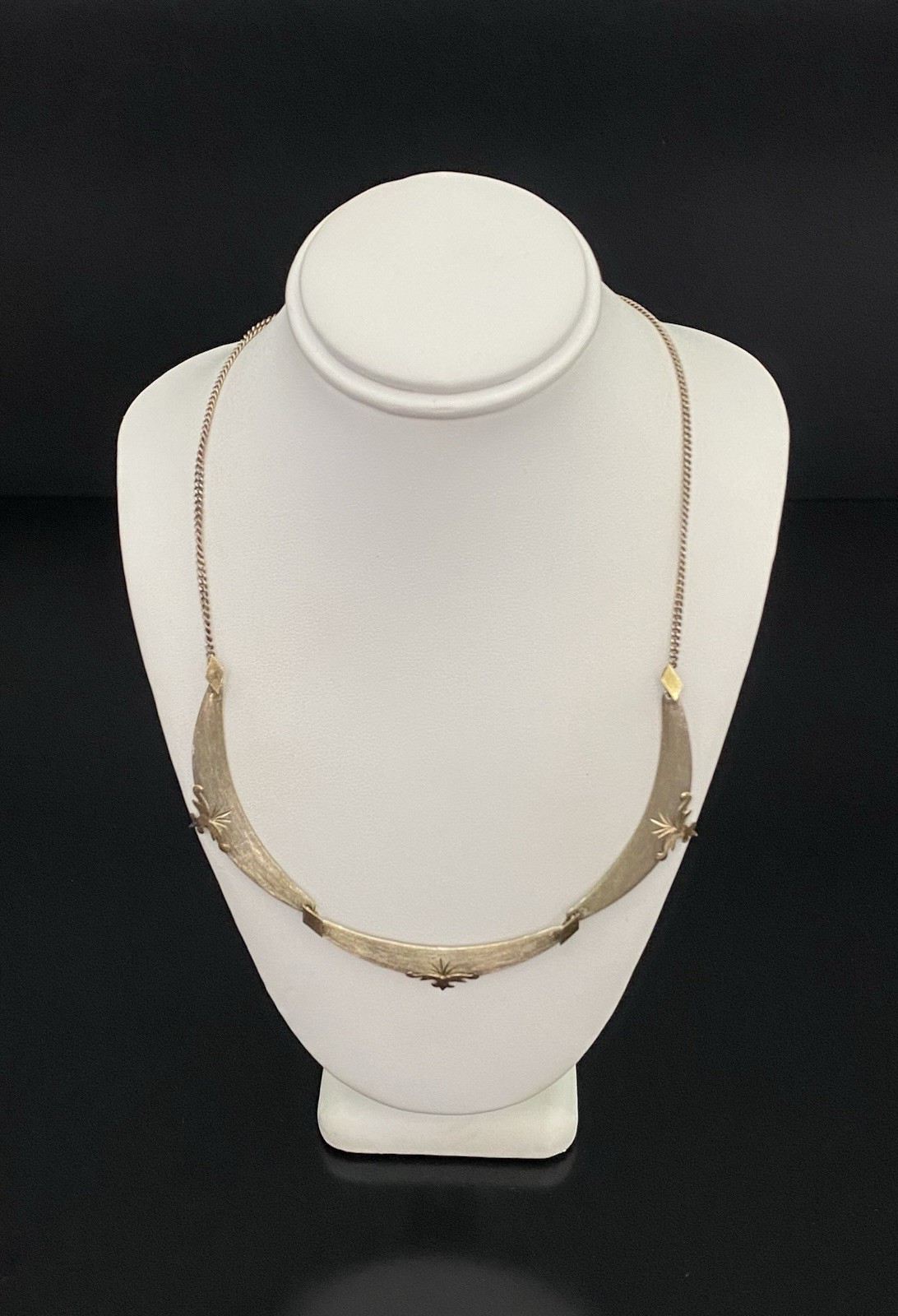 Antique Victorian Crown Hallmark Sterling Silver .925 & 18K Marked 750 Necklace