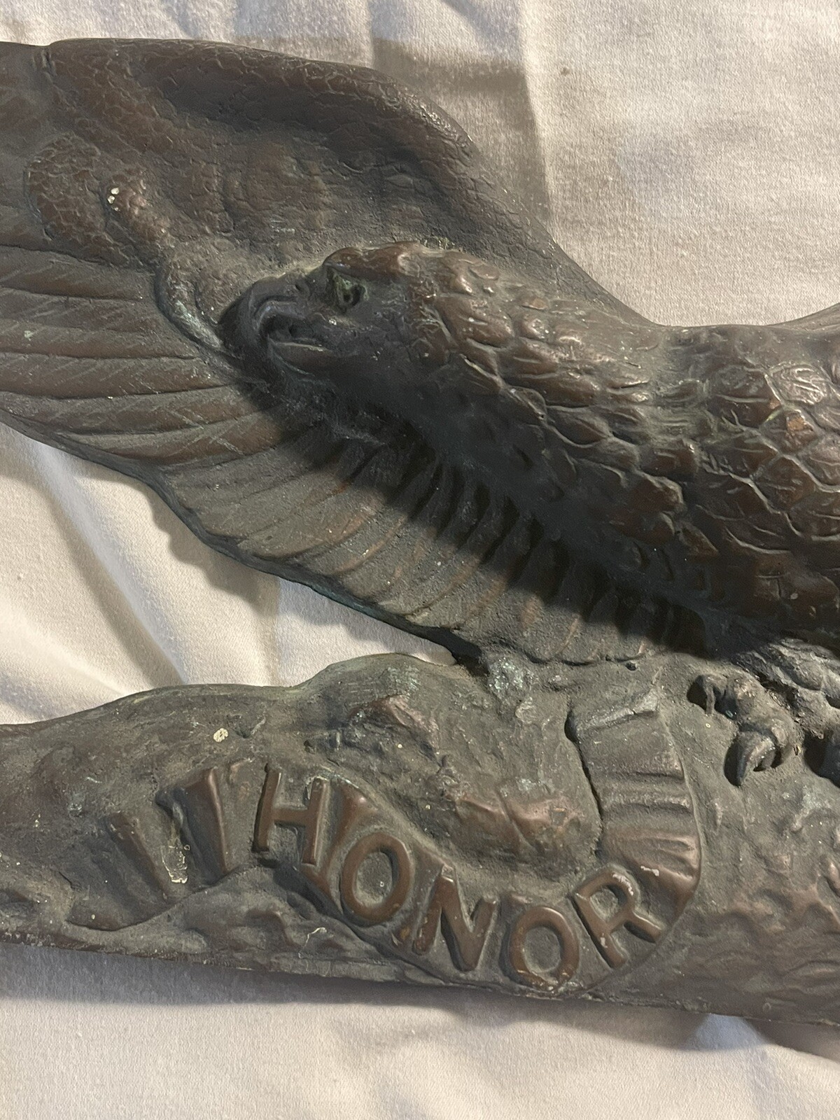 LARGE Antique Solid Bronze Patriotic Honor Roll Eagle Architectural Salvage