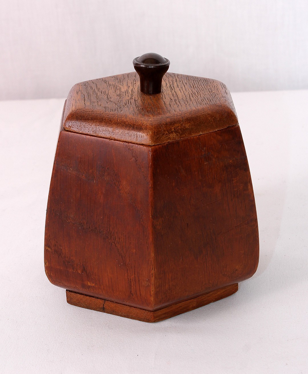 Vintage Tea Caddy Wood/Oak Pot – Hexagonal – Art Deco Style – Bakelite Knob VGC