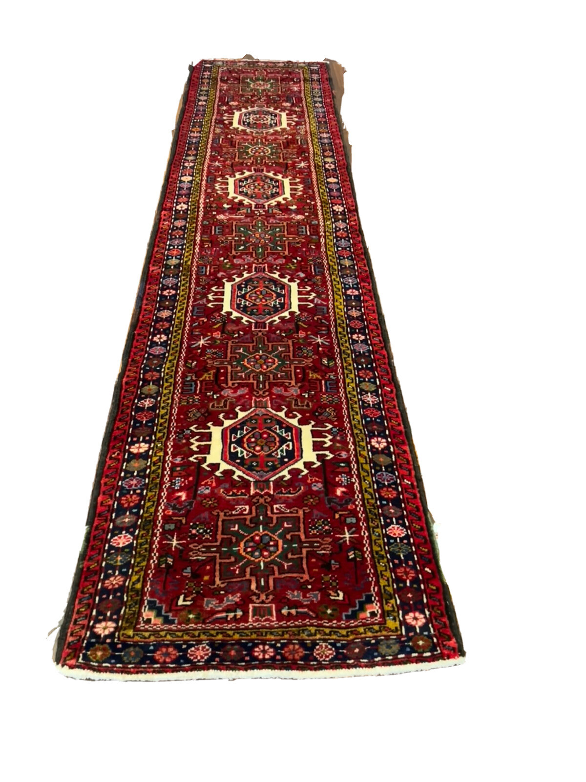 Hand Knotted Village Vintage Tribal Geometric Runner Rug Carpet 2’1”x9’5”,#1646