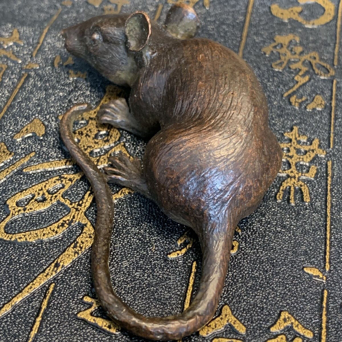 collectable bronze handmade mouse Figure statue netsuke table decoration