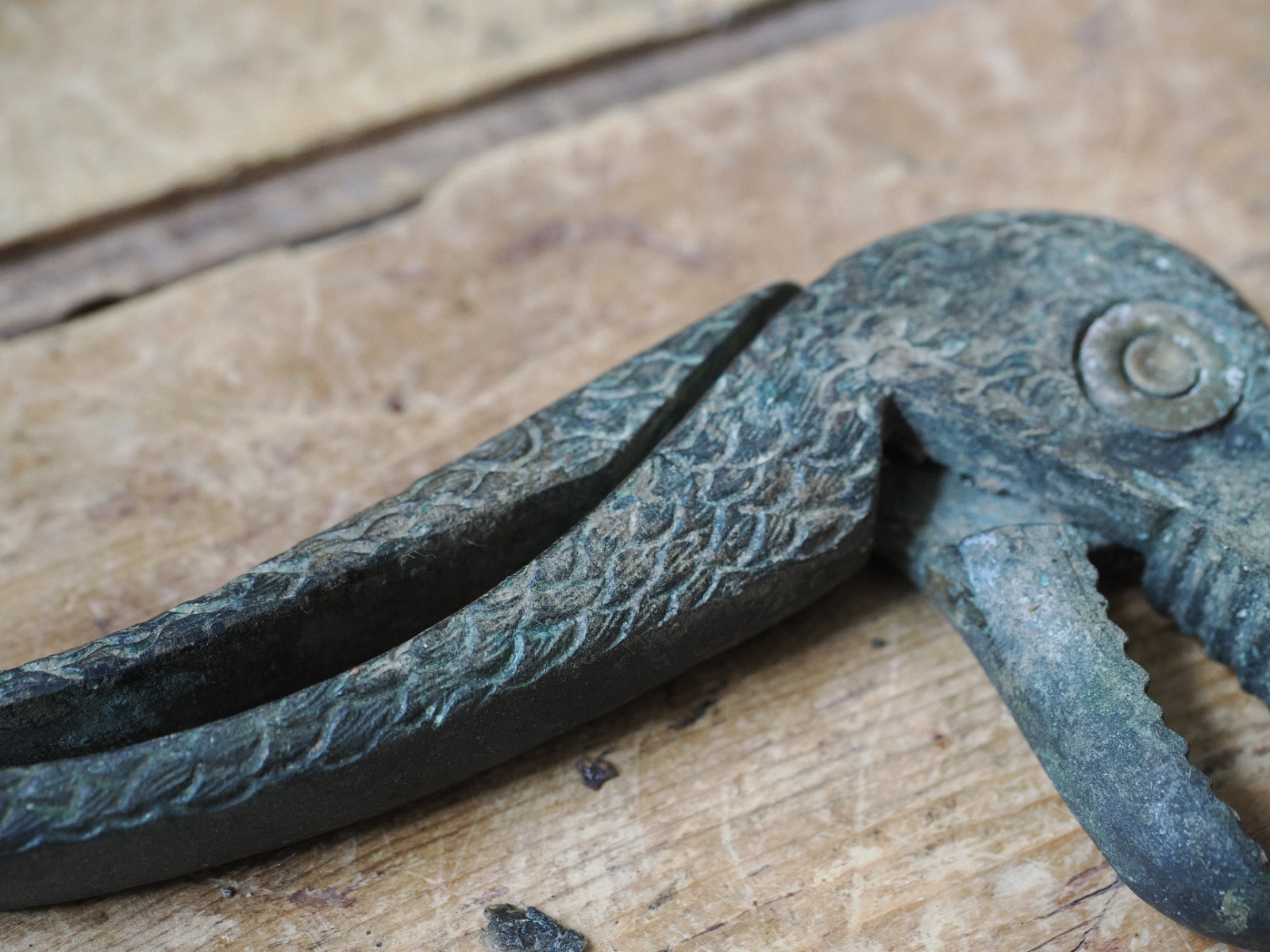 Genuine Antique Bronze Parrot ? Bird Nutcracker Nut Crackers