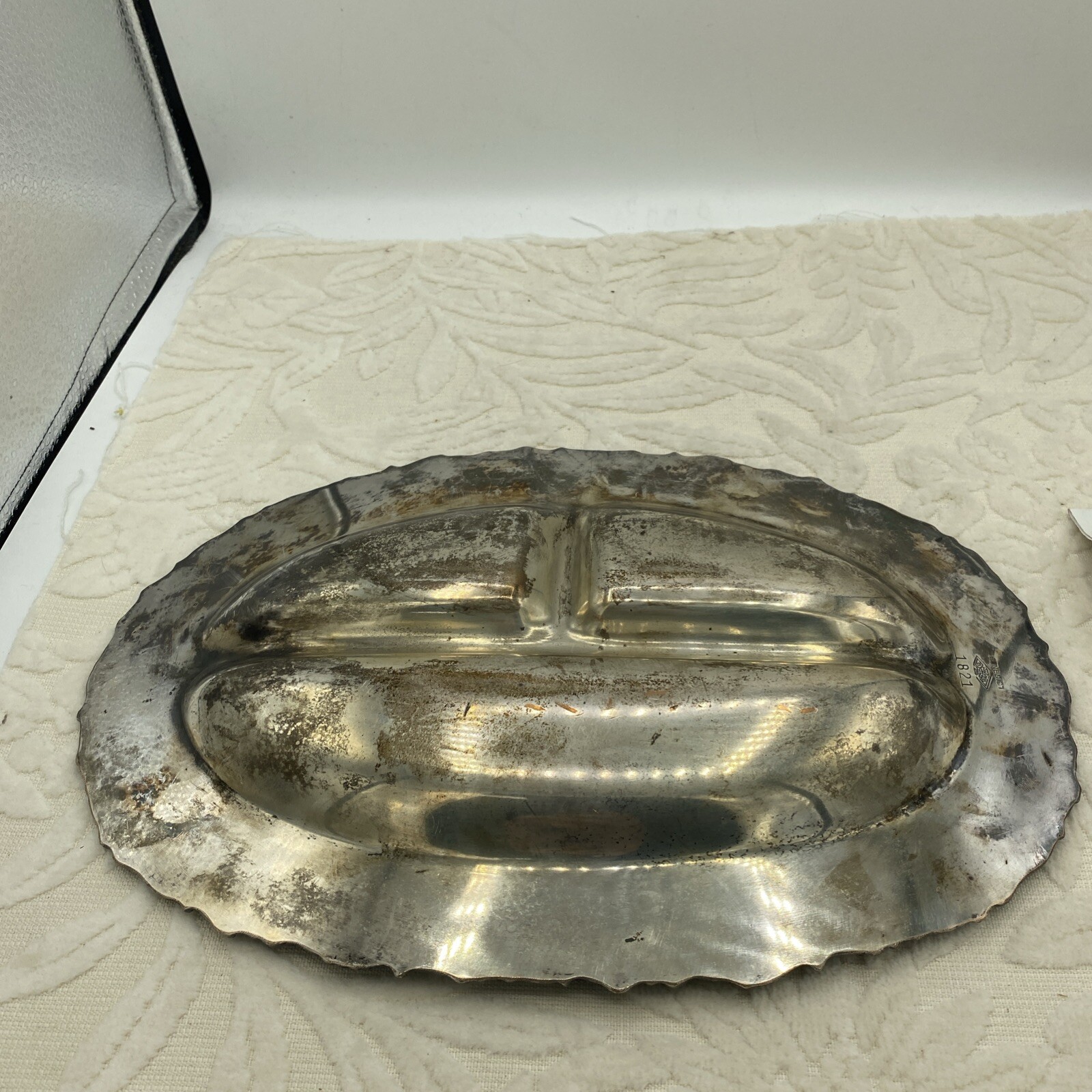 Benedict 1821 Silverplated Three Compartment Serving Tray 12”X 8”
