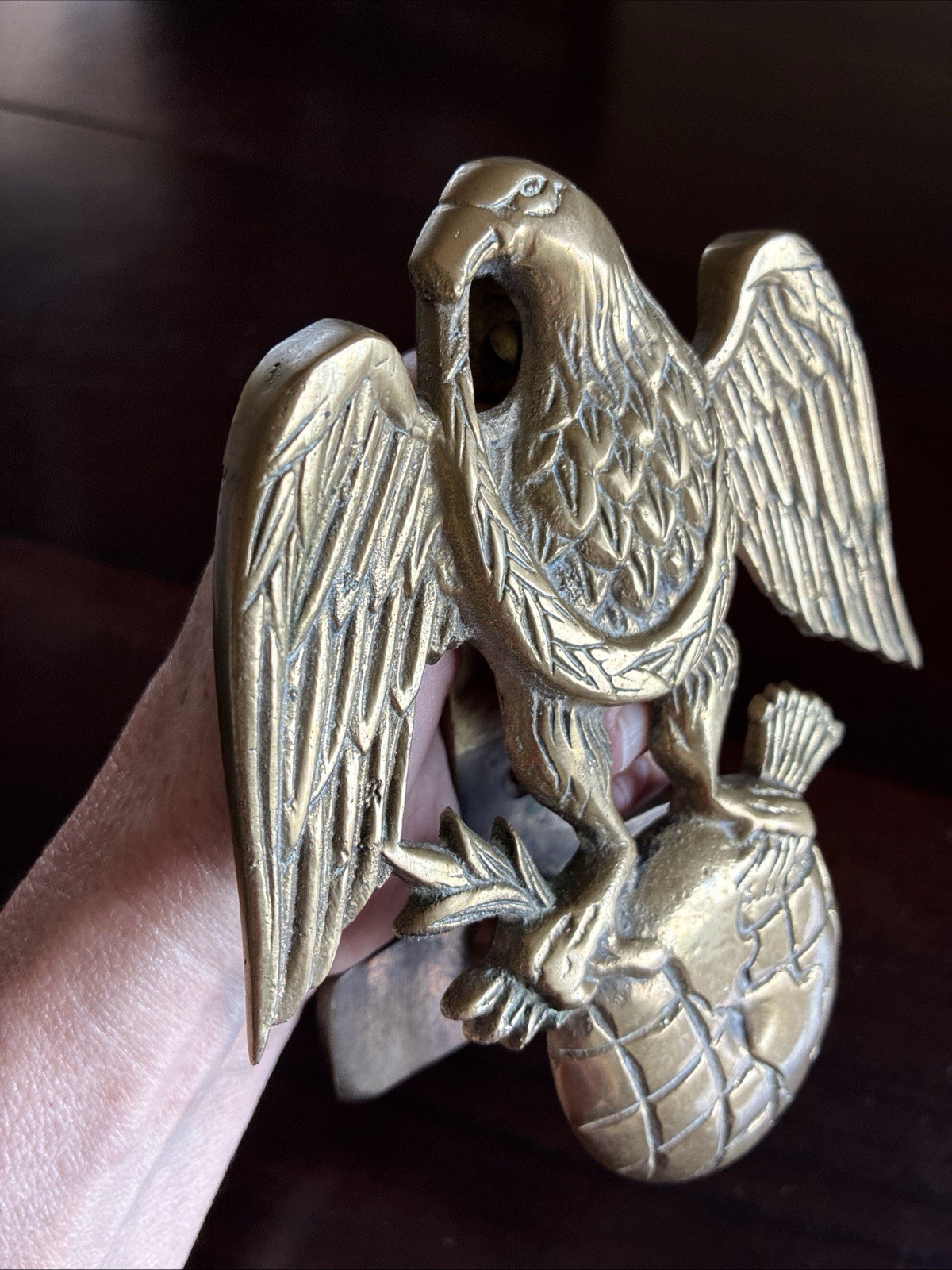 VNTG/Penco/Brass American Eagle Door Knocker/Globe/New Bedford MA/Taiwan/1970s