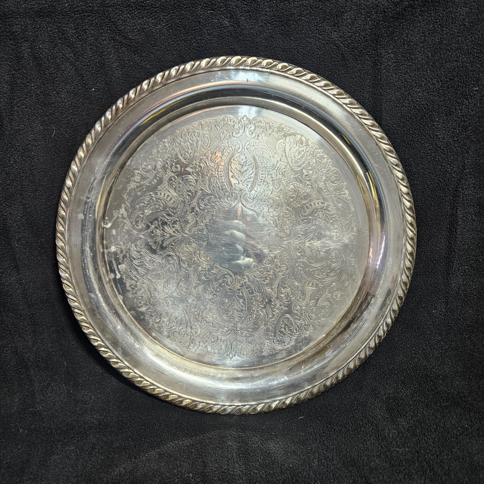 (2) Plates – International Silver Co & Oneida Silver Plated Trays 12″