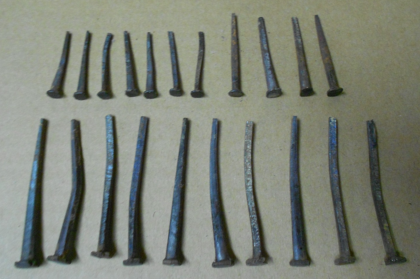 Set of 21 Antique Square Nails Various Sizes