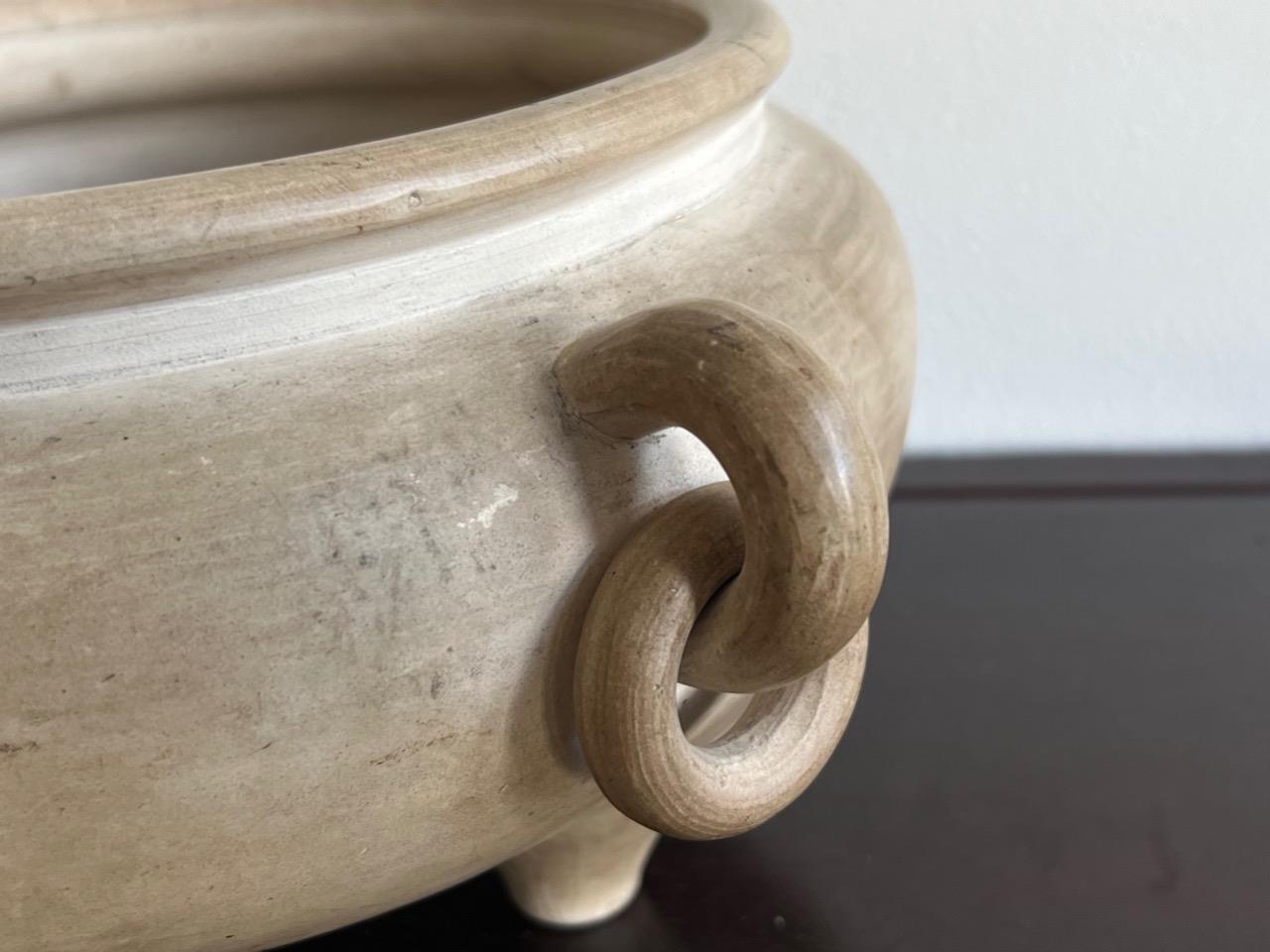 Chinese Qing Dynasty Clay Incense Burner / W 32[cm] / Plate Ming Censor Bowl Pot