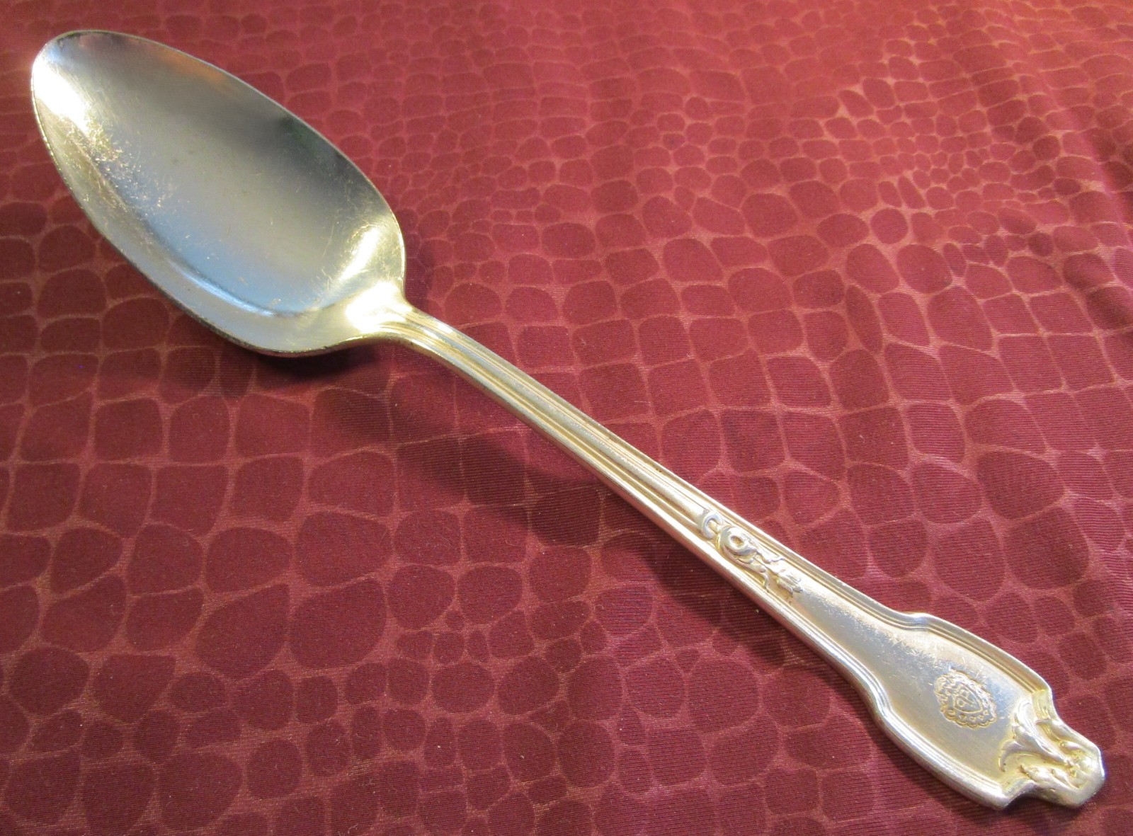 PLAZA NEW YORK Silverplate Table Serving Spoon FALMOUTH 1915 Back to Back P Logo