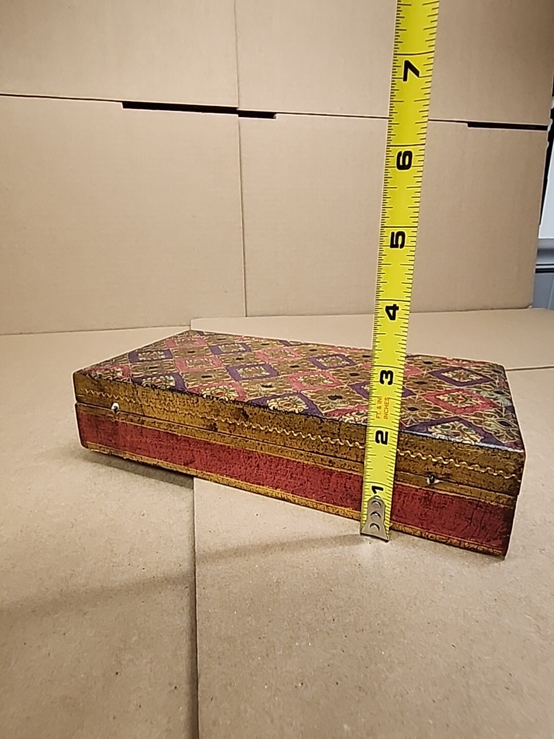 Vintage Wood Small Trinket Storage Box Rose Wood In The Garden.