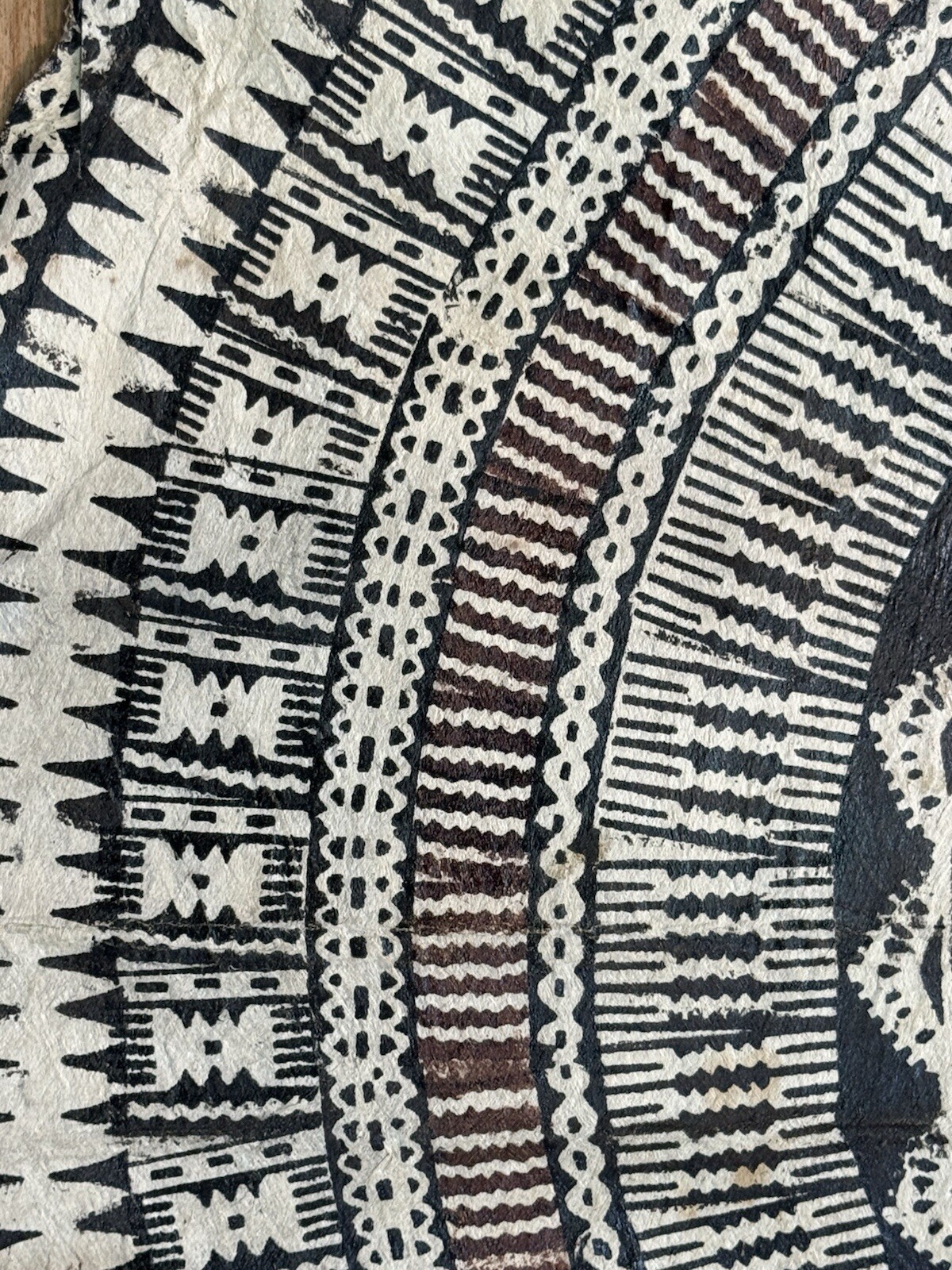 Pacific Islands Samoa Tuvalu Polychrome Bark cloth Floor Mat 20th C Round #3