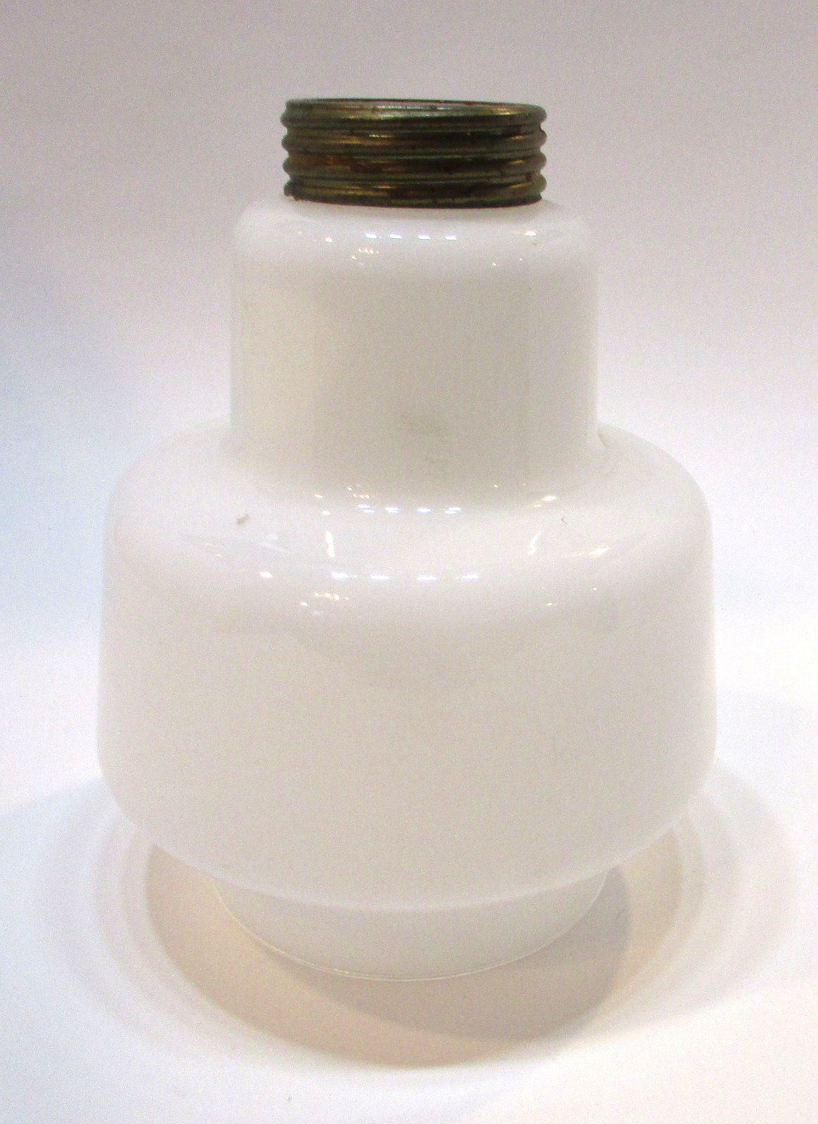 Unusual Small 6×7″ Stepped White Milk Glass Schoolhouse Globe Diffuser Shade