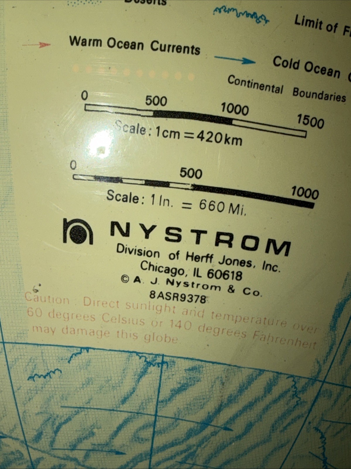 Vintage 90’s NYSTROM Sculptural Raised Relief Classroom Globe 12 Inch MAP