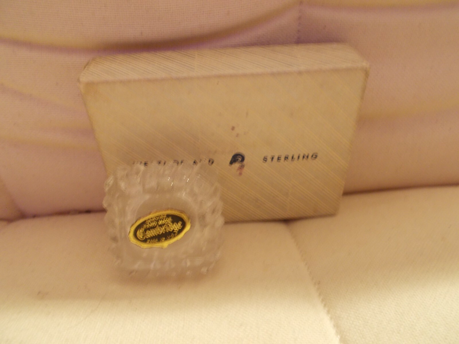 Westmorland Sterling Handmade Crystal Salt Spoon Dish Original Box Cambridge