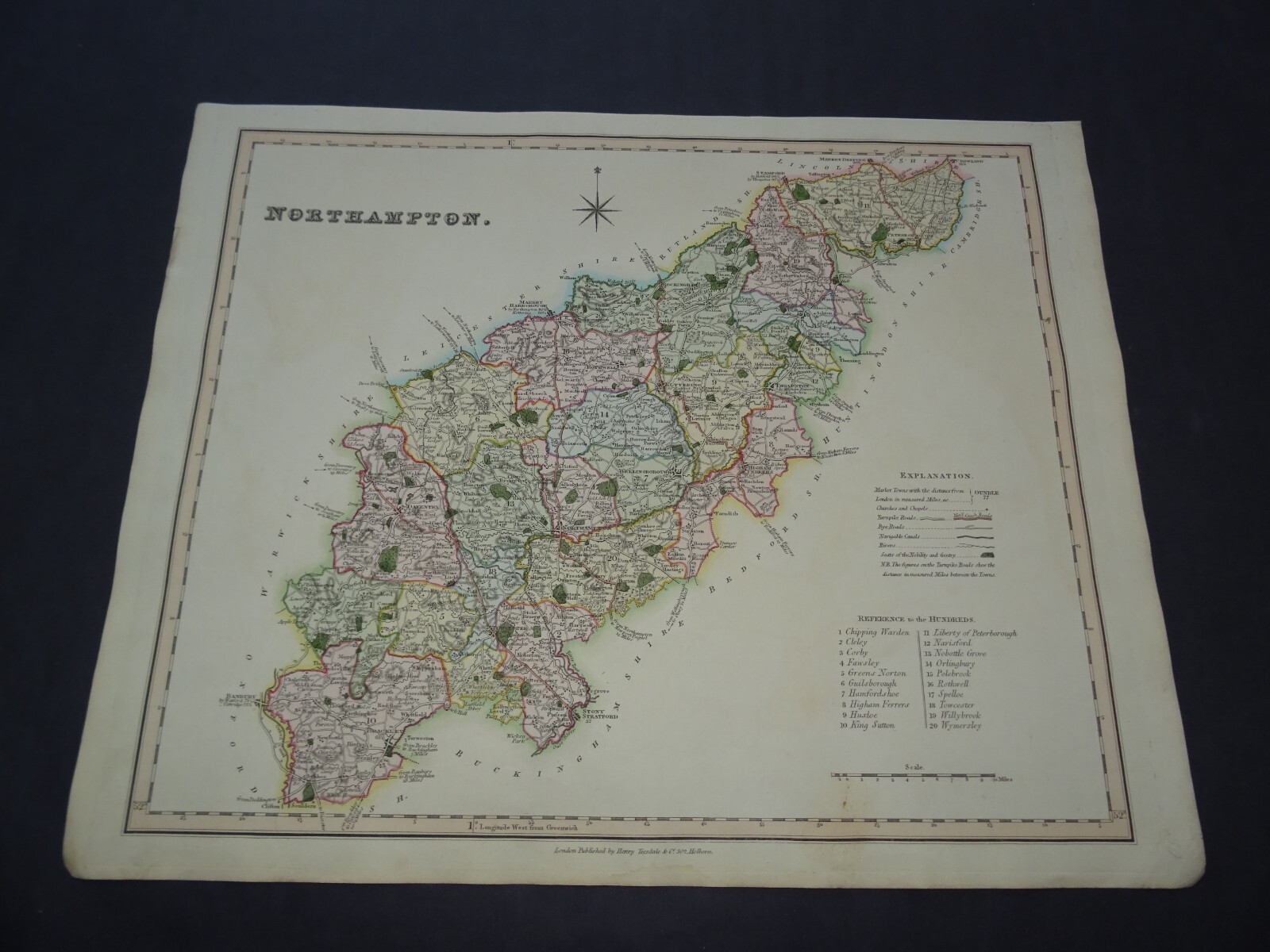 Antique map of Northamptonshire by Henry Teesdale 1829