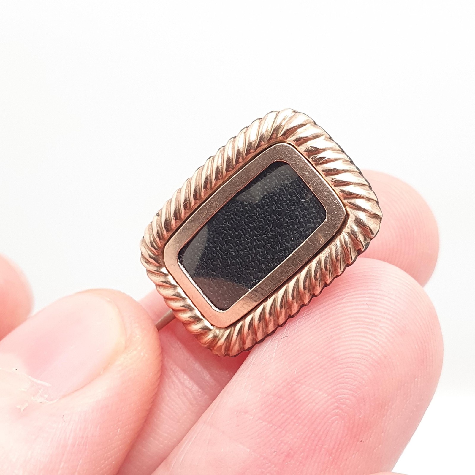 Antique Victorian 9ct Gold Mourning Brooch Locket Chased Border Solid 9k 375