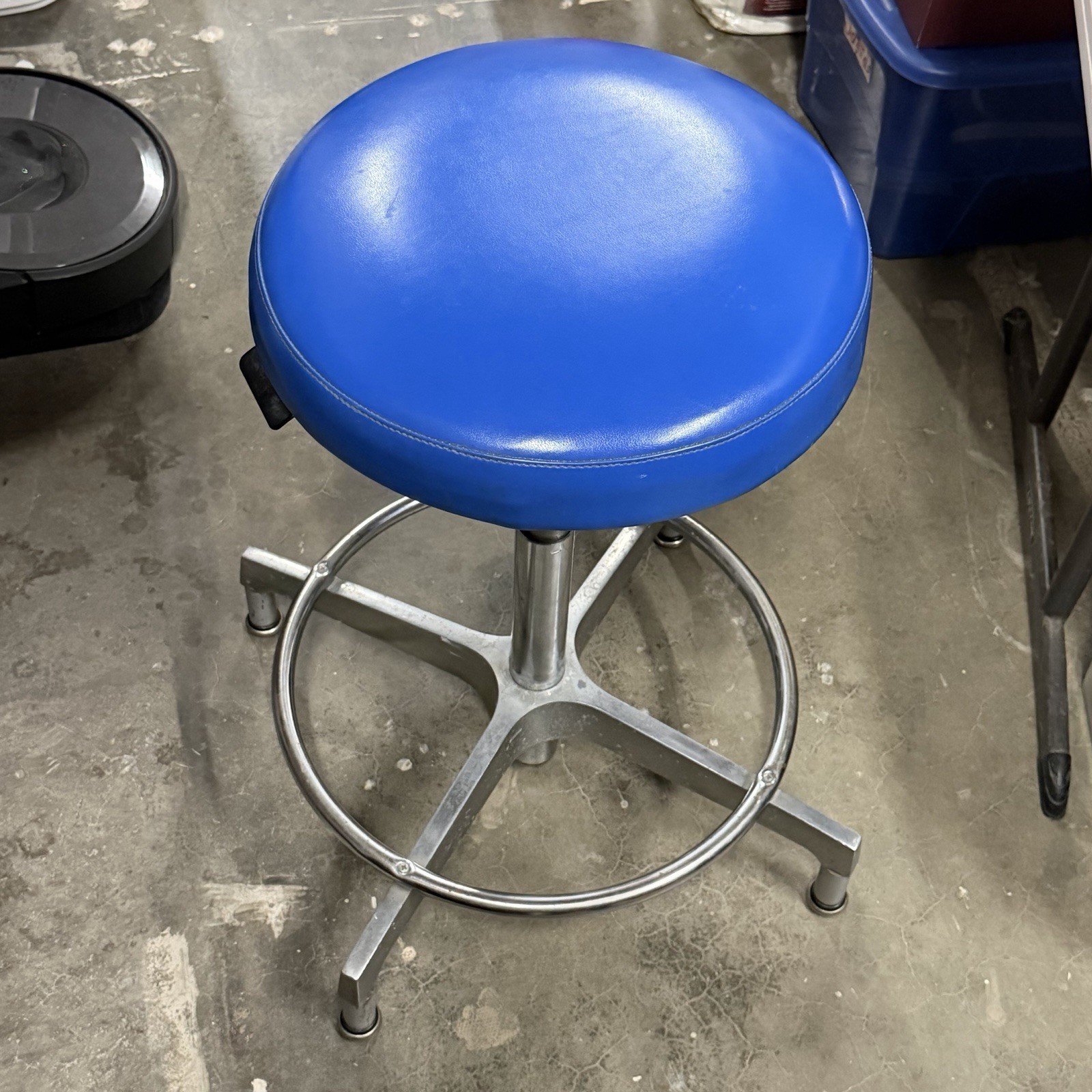Vtg MCM Cramer Industries Medical Exam Drafting Swivel Stool W/Footrest Blue