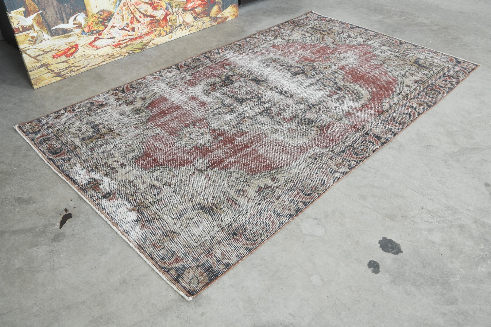 4×6 ft, small turkish rug, hand-knotted vintage carpet, oushak area rug, 859