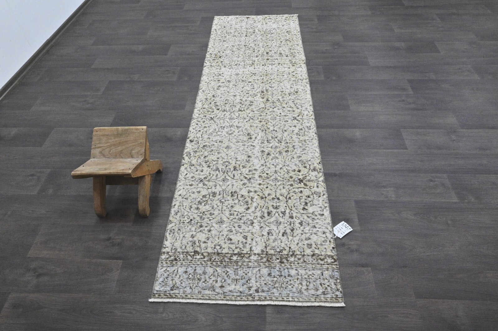 Vintage Turkish Runner Rug 2x8ft Wool Anatolian Handmade Hallway Oushak BEIGE