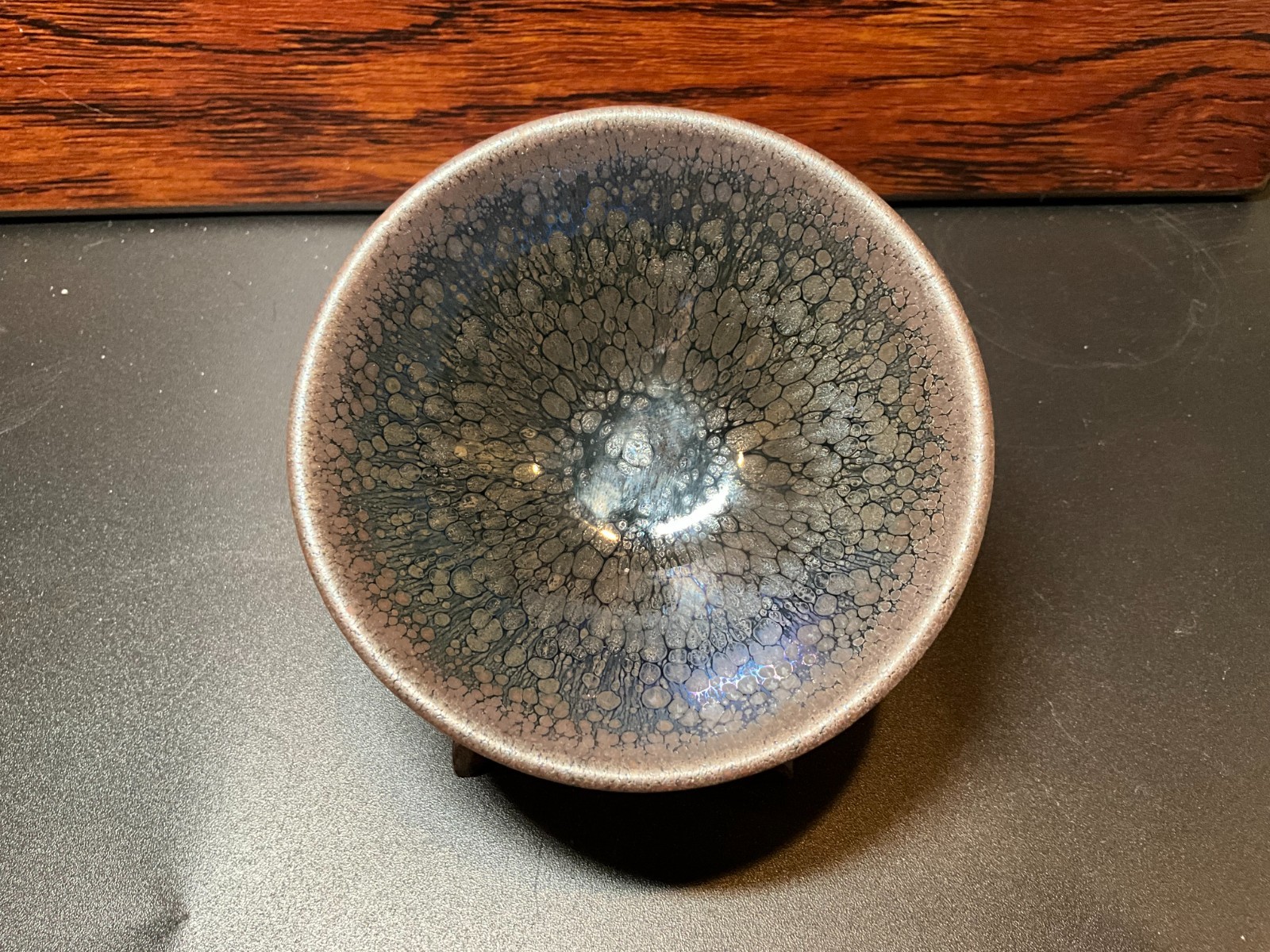 Vintage Authentic Chinese Wood Fired JianZhan TeaCup Oil Drop Glaze Pattern