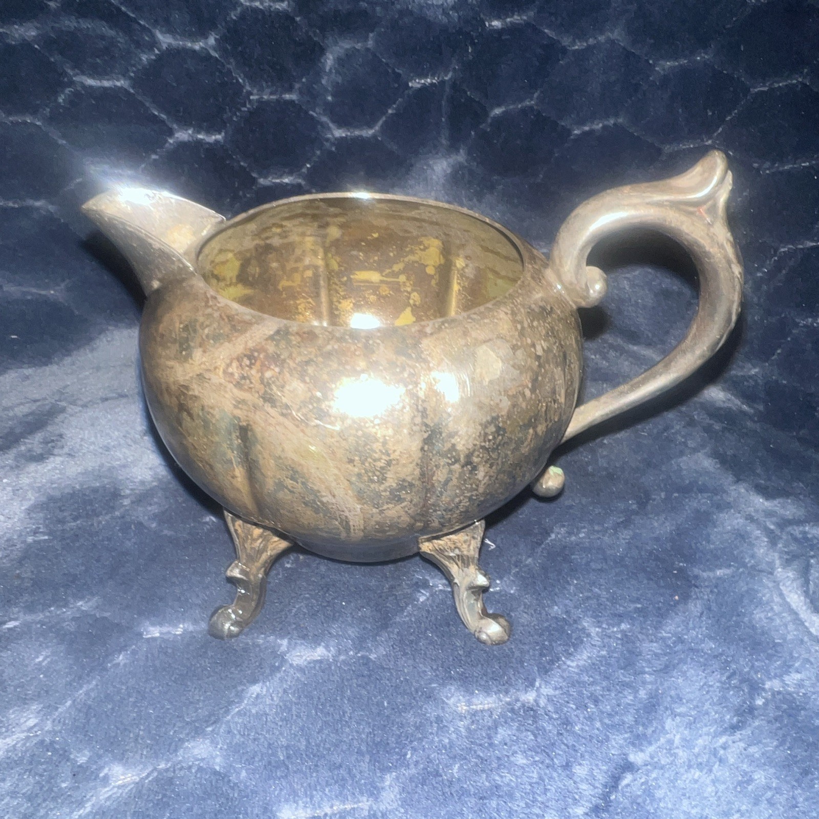 Sheridan Silverplate Creamer Pitcher, Silver on Copper, Footed w/ Handle
