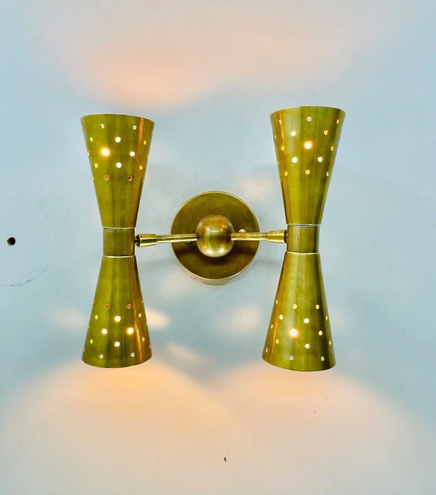 Atomic 50’s 60s Style mid-Century Modern Bow tie Dual Cone Wall Sconce lamp