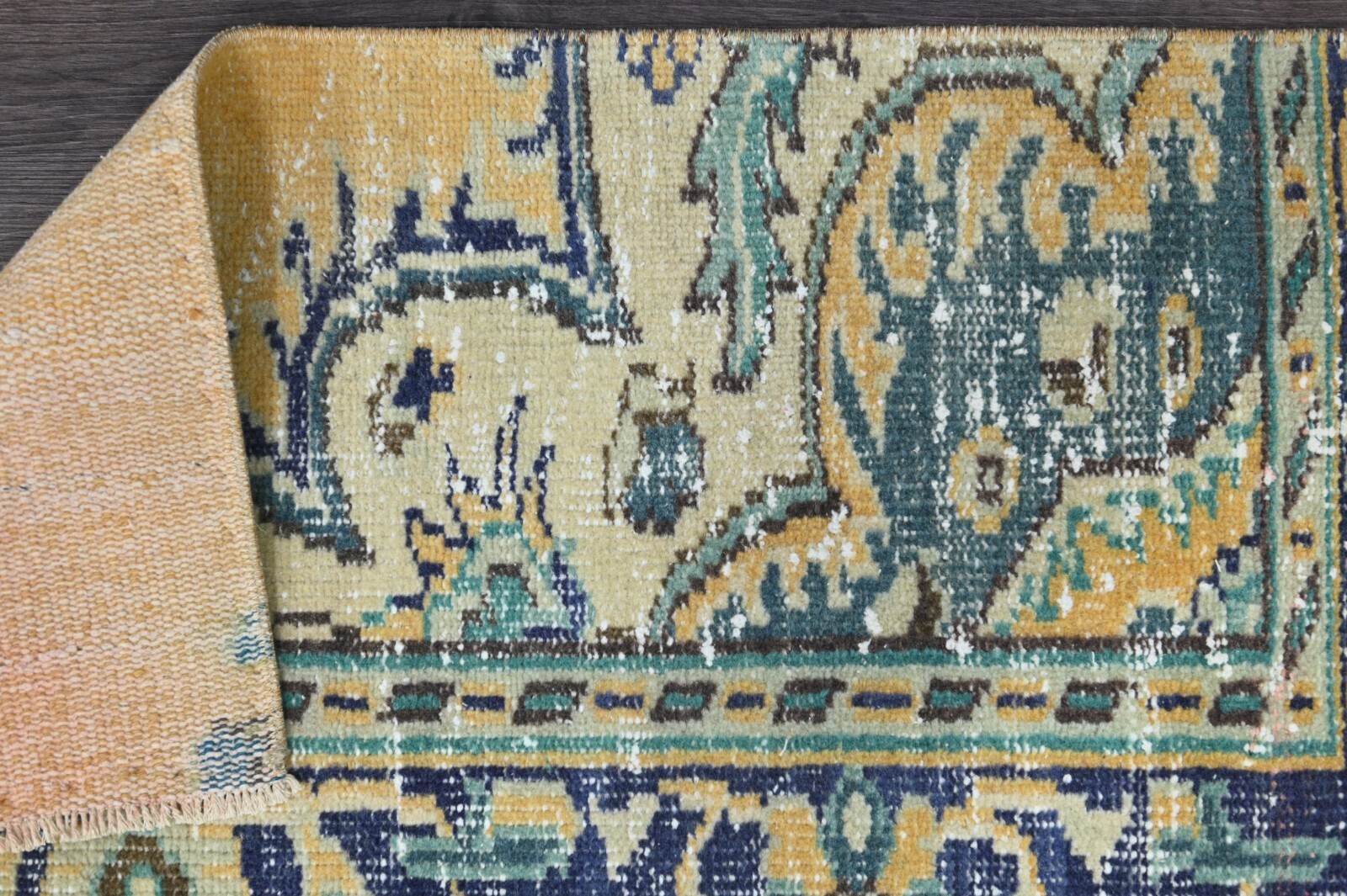 Oushak Turkish Doormat Rug 2×4 BLUE Anatolian Handmade Vintage Small Kilim Rug